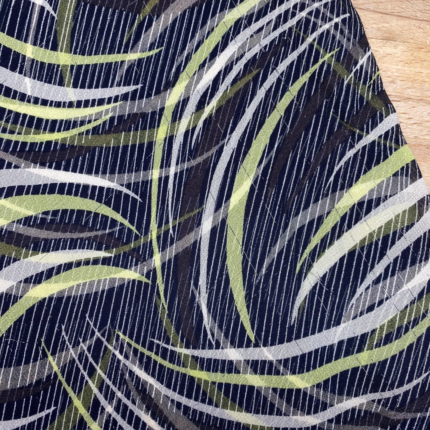 Vintage Y2K Black & Green Silk Abstract Print Maxi Skirt - Extra Large, Size 16 | Bias Cut Sheer Overlay Flowy Skirt