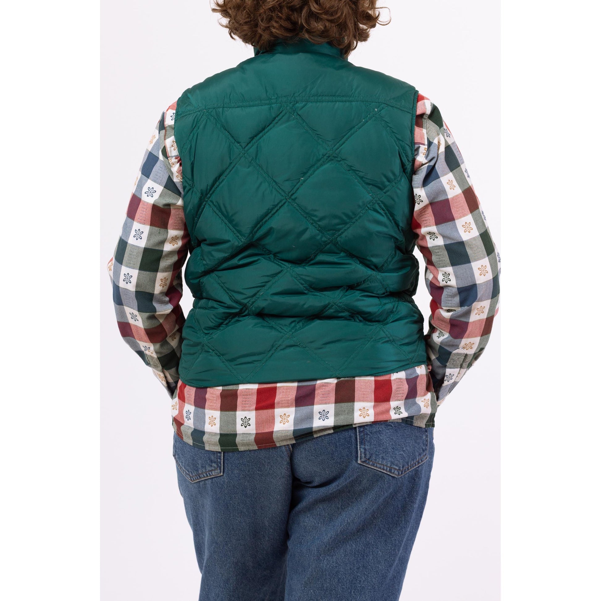Vintage 90s Eddie Bauer Teal Green Down Fill Lightweight Puffer Vest - Large | Quilted Sleeveless Puffy Jacket, Fall Winter Layering