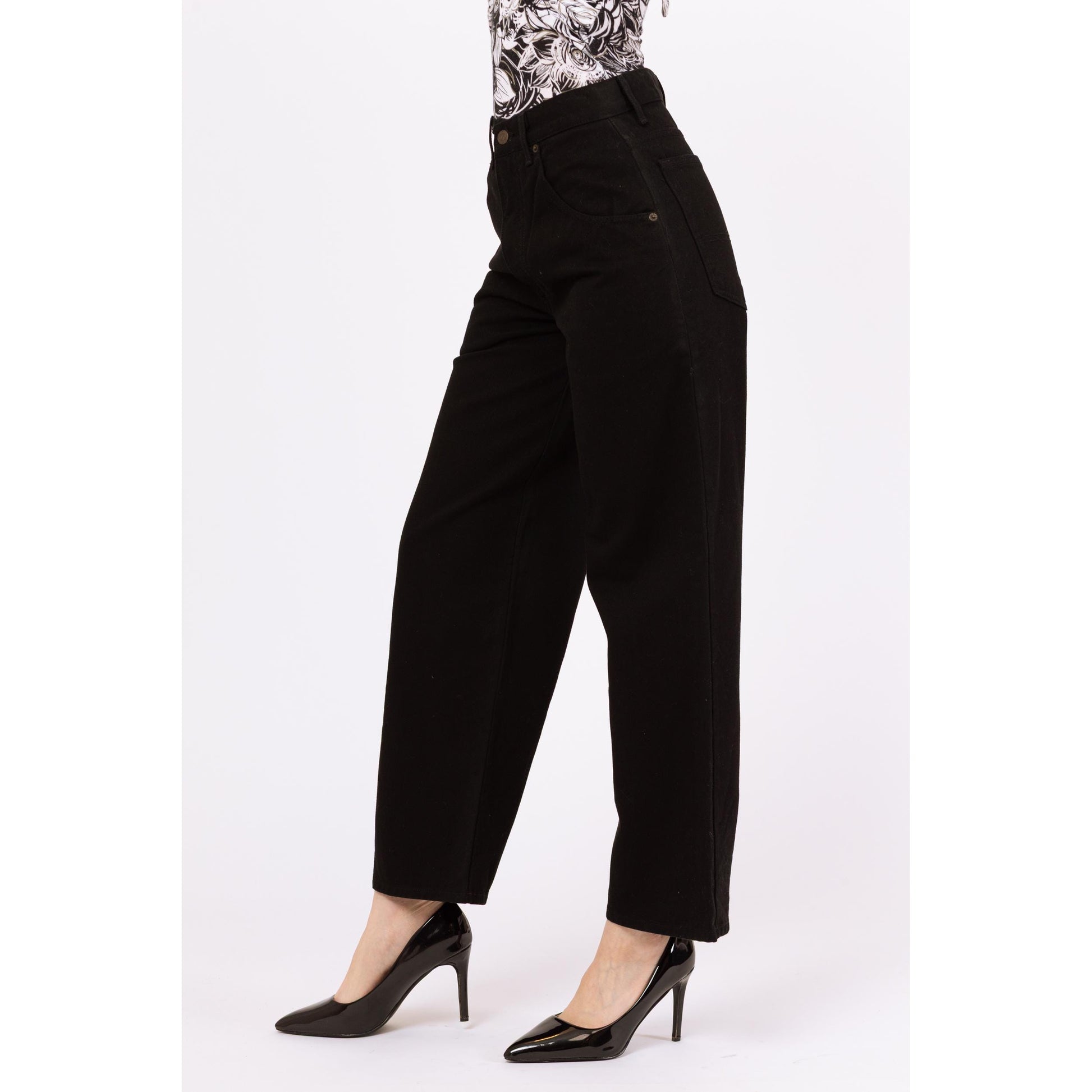Vintage Y2K Black High Waisted Wide Leg Jeans - Medium, 28" Waist | Minimalist Grunge Straight Leg Jeans