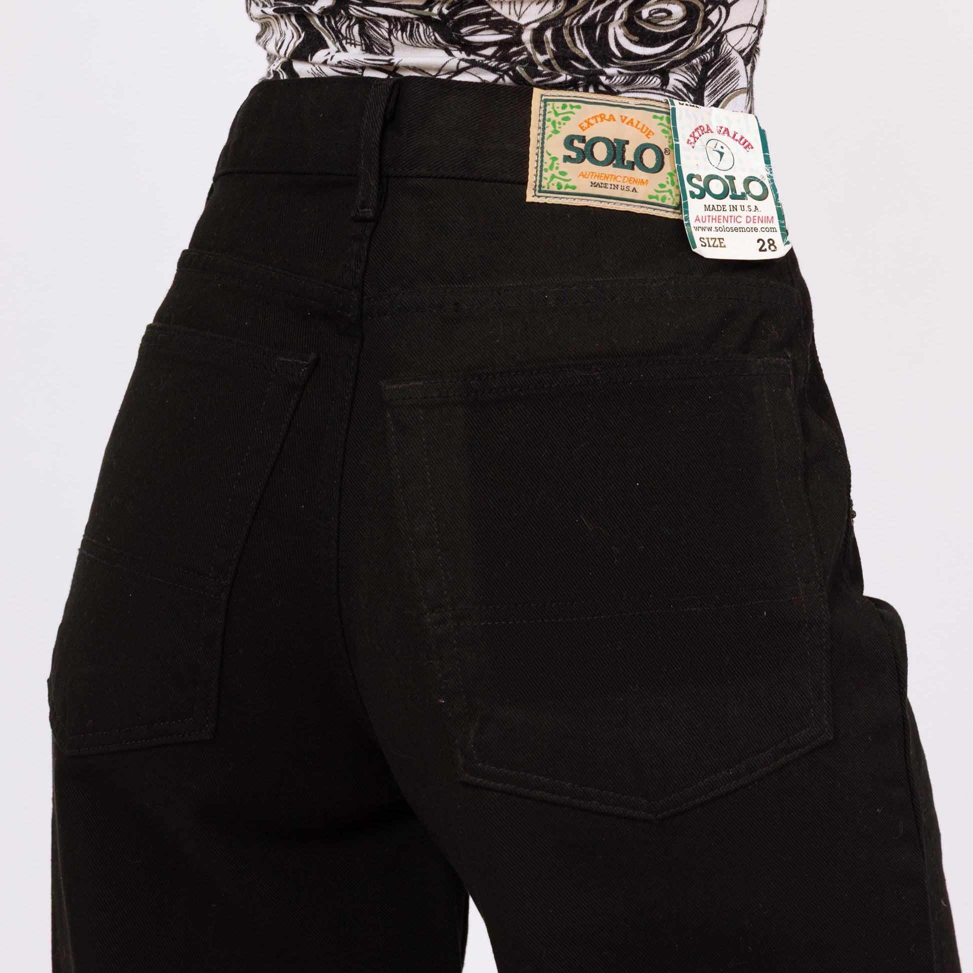 Vintage Y2K Black High Waisted Wide Leg Jeans - Medium, 28" Waist | Minimalist Grunge Straight Leg Jeans