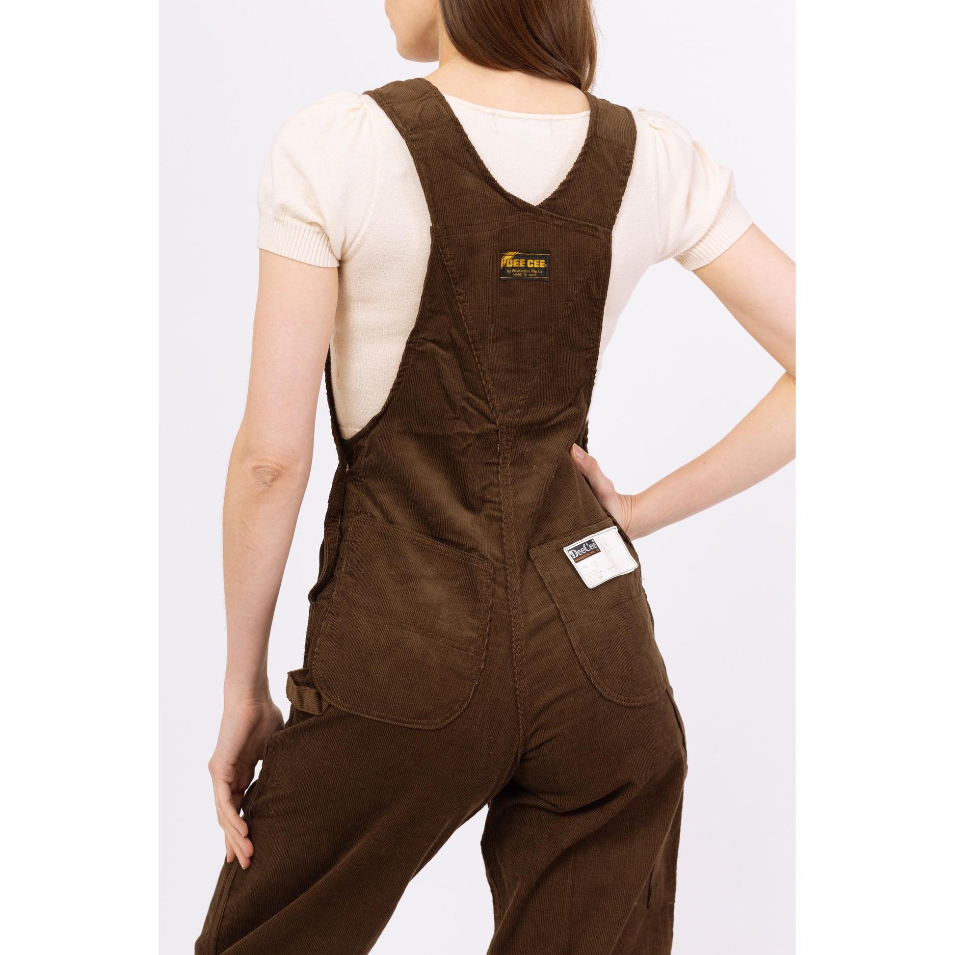 Vintage 60s 70s Washington Dee Cee Brown Corduroy Overalls NWT - XS to Small | 1970s Workwear, Cotton Bib Overall Pants Dungarees