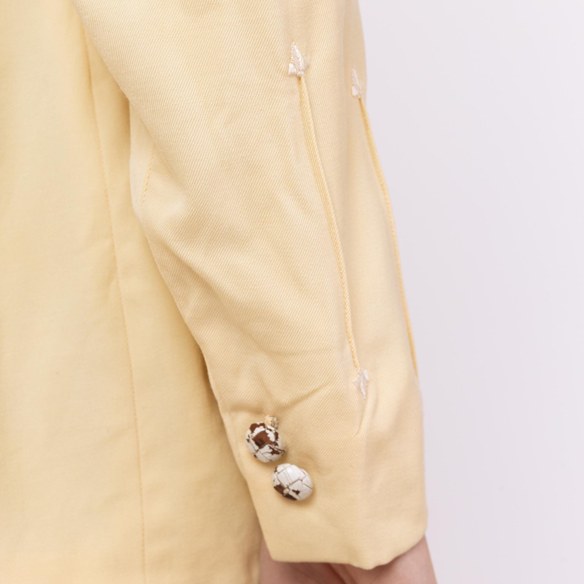 Vintage 1940s Western Cream Gabardine Wool Blazer - Small | 40s 50s Gross Denver Button Up Fitted Waist Rockabilly Suit Jacket
