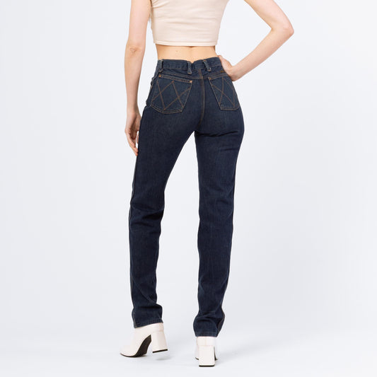Vintage 70s Wrangler Dark Wash Western Jeans - Small | 1970s High Waisted Jeans, Straight Leg Denim