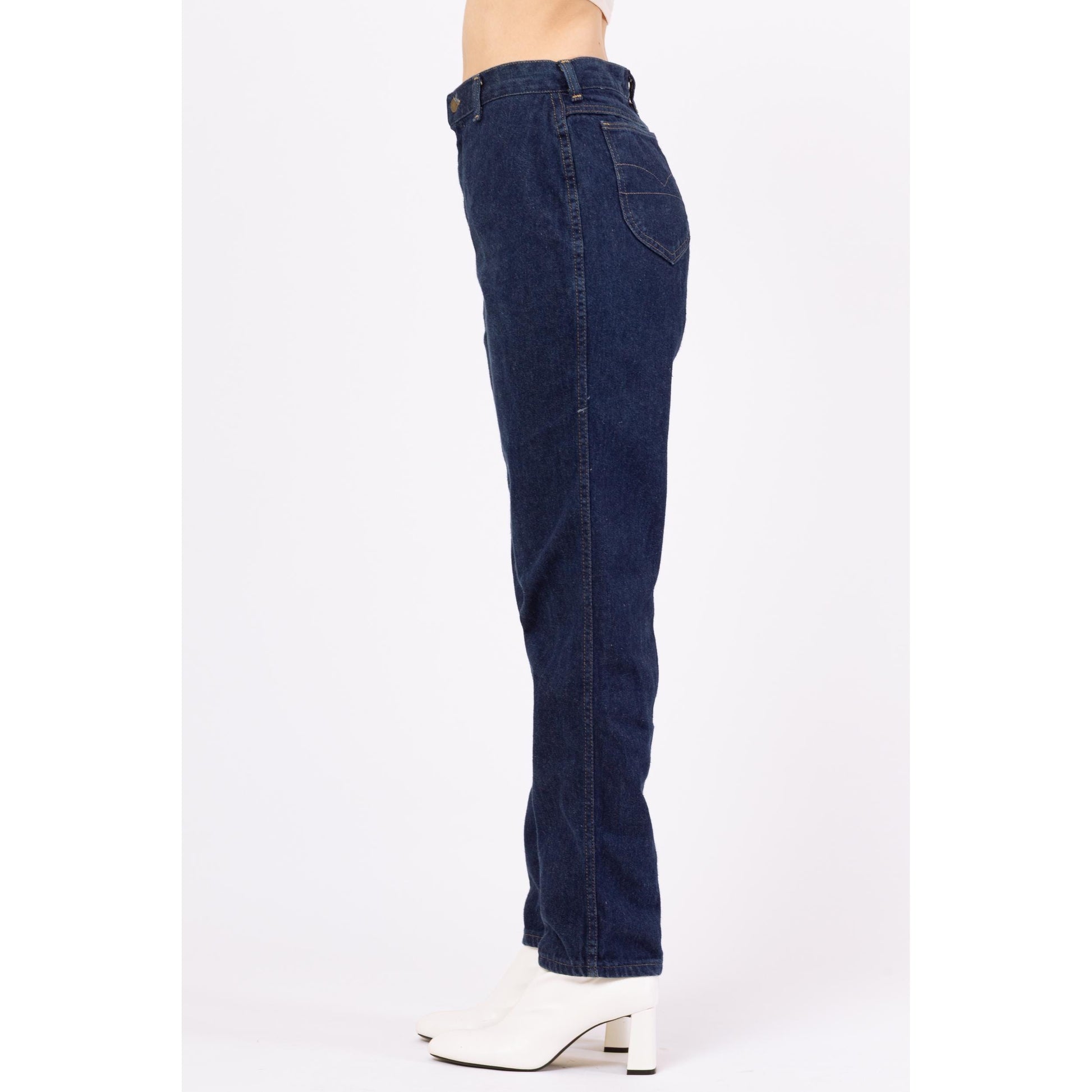 Vintage 80s Rustler High Waisted Dark Wash Jeans - Medium, 28" | Western High Rise Mom Jeans, Tapered Leg Denim