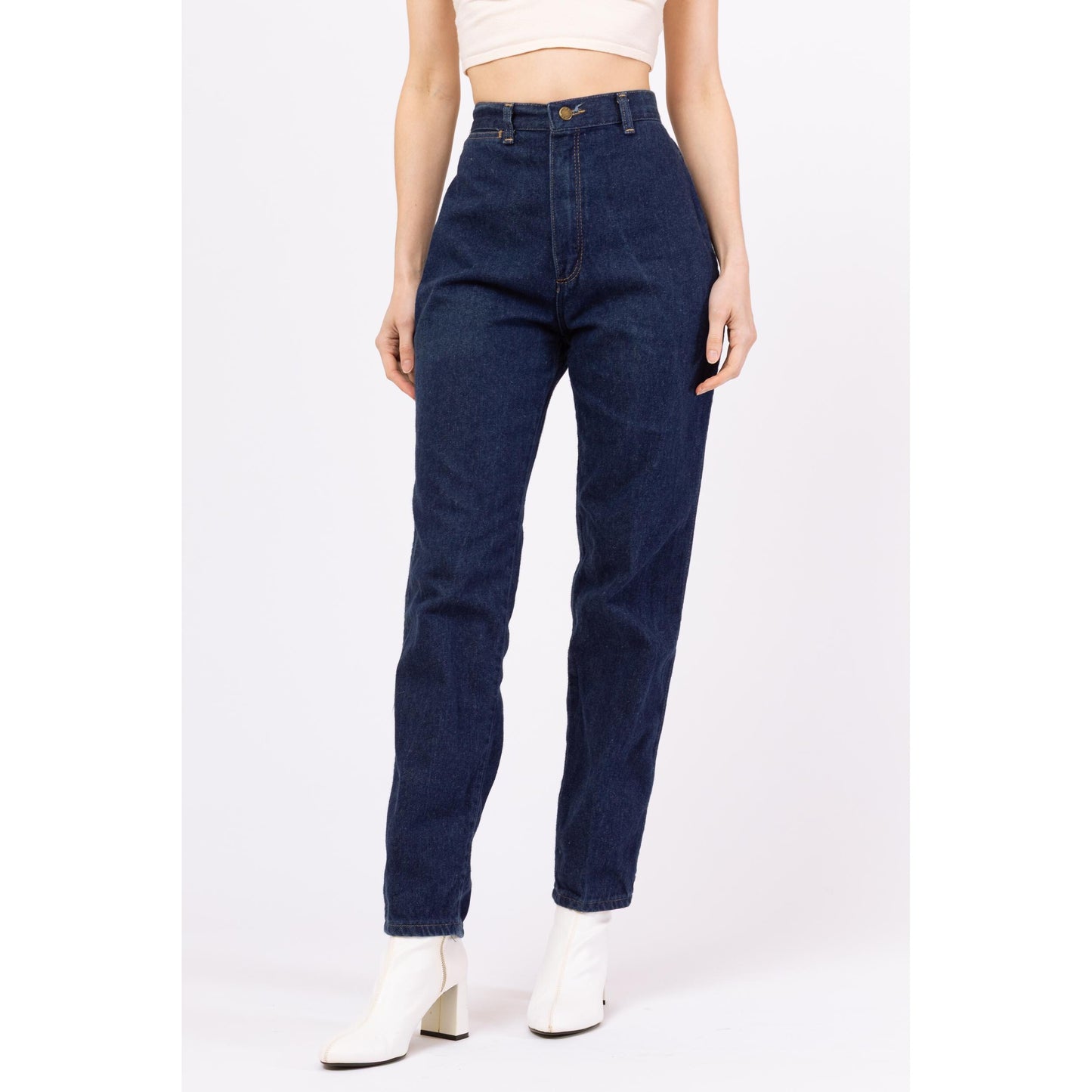 Vintage 80s Rustler High Waisted Dark Wash Jeans - Medium, 28" | Western High Rise Mom Jeans, Tapered Leg Denim