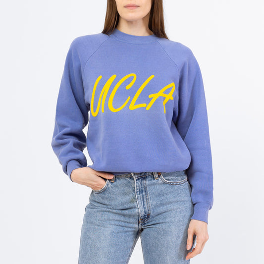 Vintage 80s UCLA Raglan Sleeve Sweatshirt - Medium to Large | Unisex Periwinkle University Graphic Crewneck Pullover