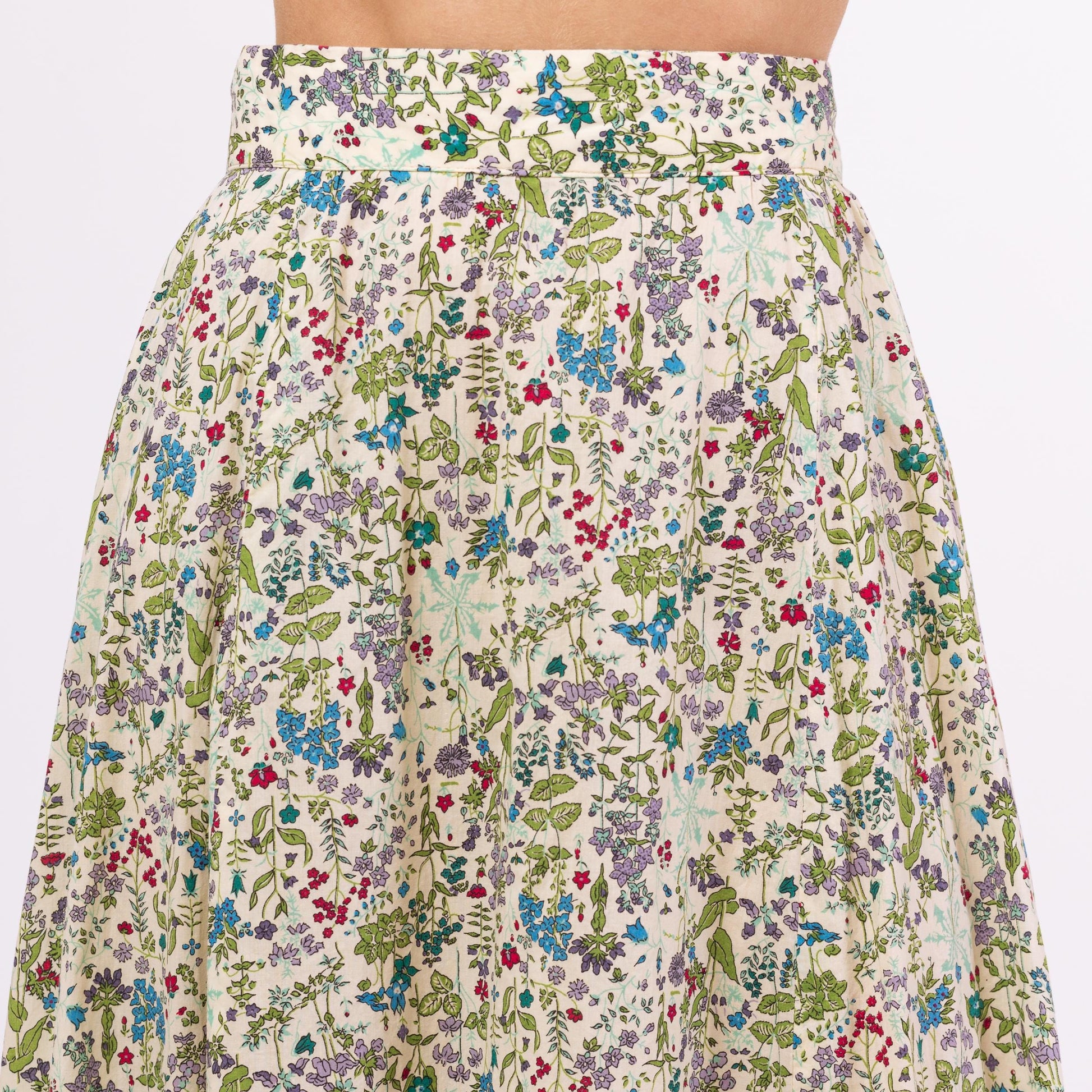 Vintage 70s Boho Wildflower Print Prairie Maxi Skirt - Extra Small, 24" Waist | A-Line Floral Cottagecore Long Summer Skirt