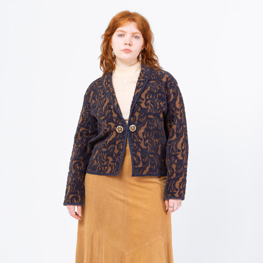 Vintage 90s Floral Chenille Tapestry Jacket - Medium | Oversized Boho Fall Jacket, Lightweight Coat