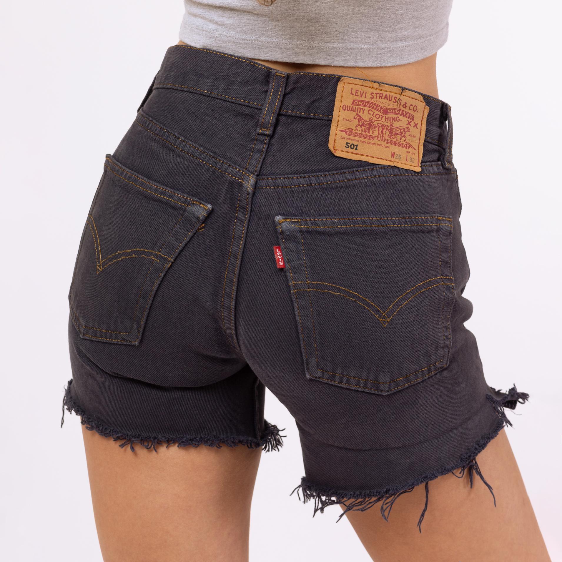 Vintage Y2K Levis 501 Faded Black Cut Off Jean Shorts - Extra Small | Levi's Denim Mid Rise Cutoffs