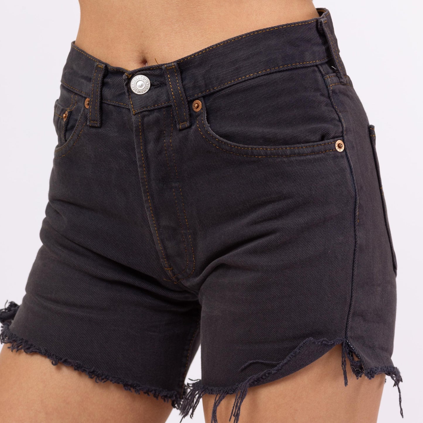 Vintage Y2K Levis 501 Faded Black Cut Off Jean Shorts - Extra Small | Levi's Denim Mid Rise Cutoffs