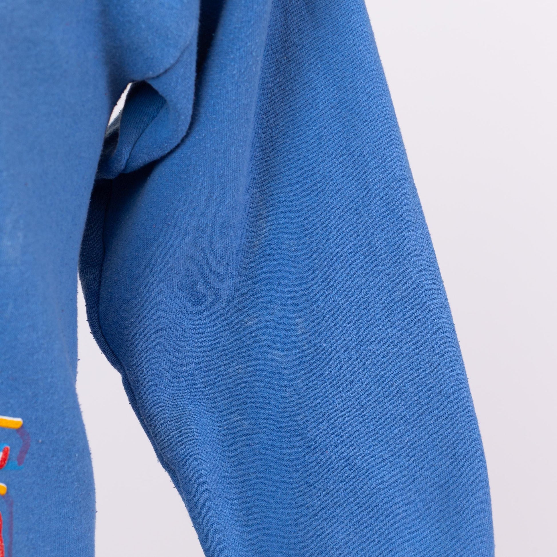 3 Vintage 90s University Of Kansas Jayhawks Sweatshirt - Medium to Large | Blue College Sports Crewneck Pullover Sweater