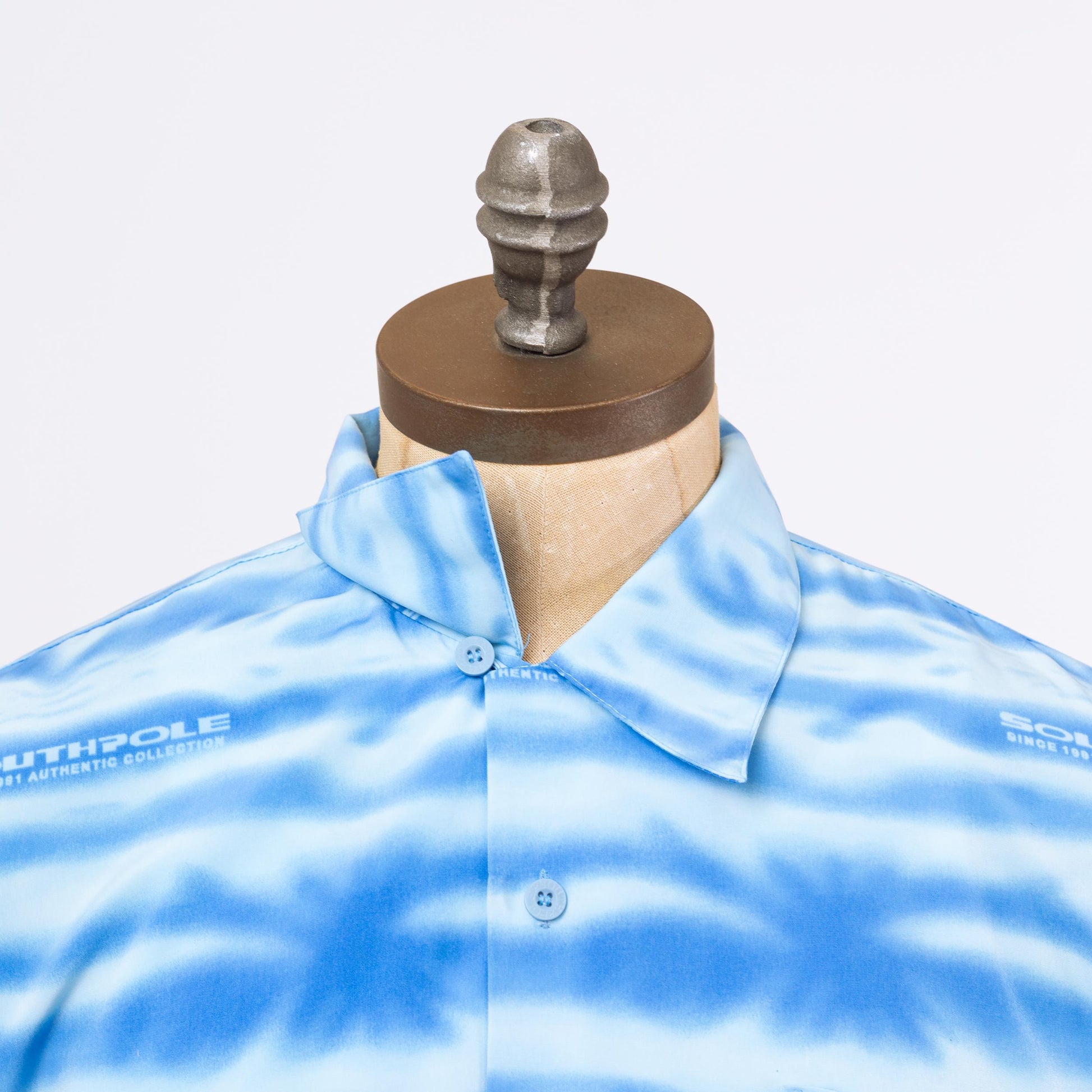 3 Vintage Y2K Southpole Blue Water Print Collared Shirt - Large | Streetwear Oversized All Over Print Short Sleeve Button Up Top