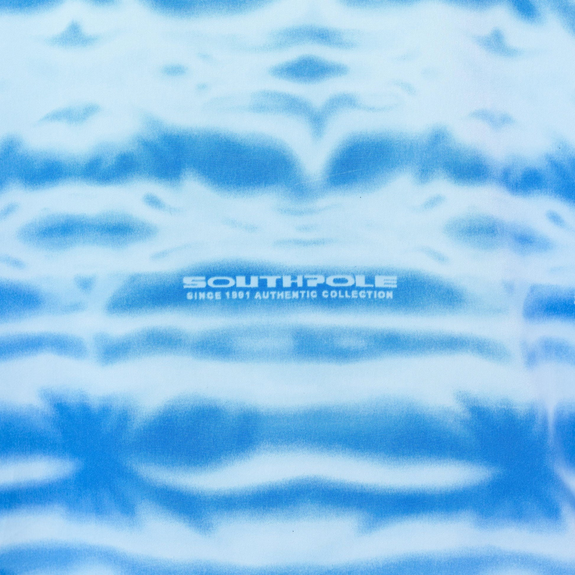 3 Vintage Y2K Southpole Blue Water Print Collared Shirt - Large | Streetwear Oversized All Over Print Short Sleeve Button Up Top