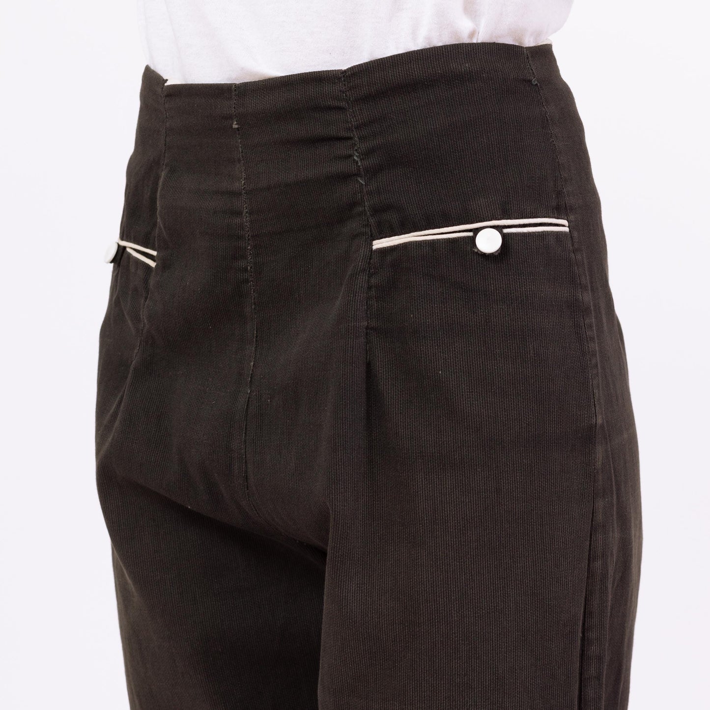 Vintage 1950s Black Twill Pedal Pushers - Small, 27" Waist | 50s High Rise Cropped Cotton Capris, Retro Knickers