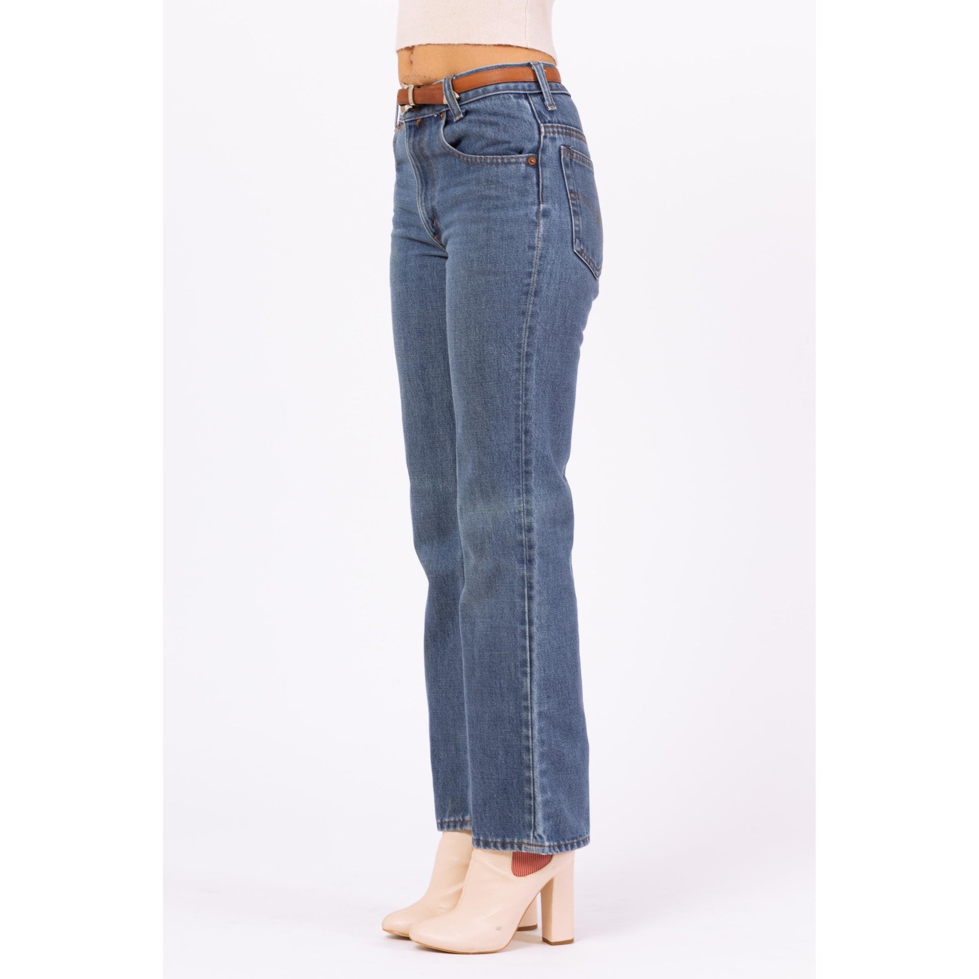 Vintage 80s Levi’s 717 Straight Leg Jeans - Small | Mid Rise Faded Bootcut Denim, Cotton Blend Retro Pants