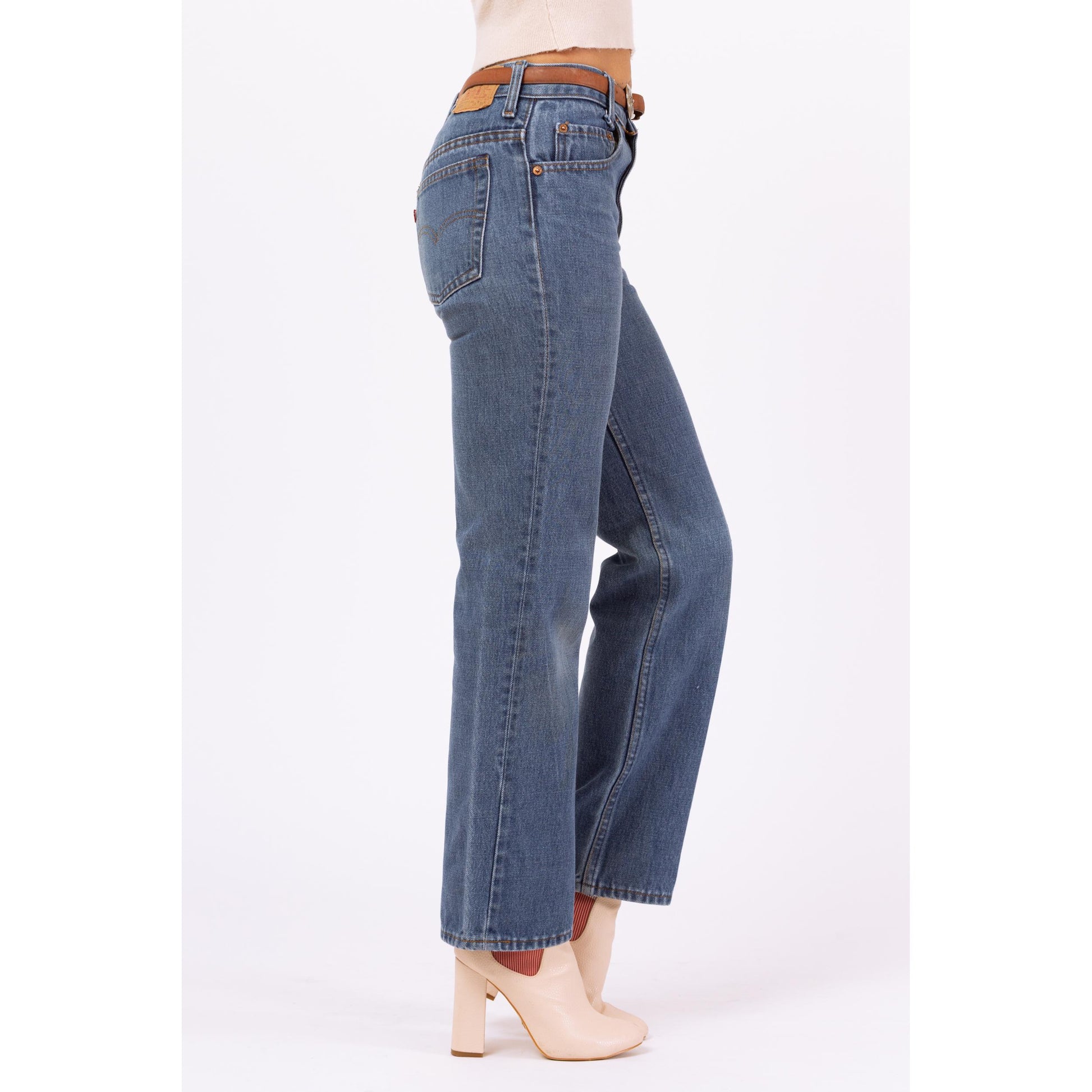 Vintage 80s Levi’s 717 Straight Leg Jeans - Small | Mid Rise Faded Bootcut Denim, Cotton Blend Retro Pants