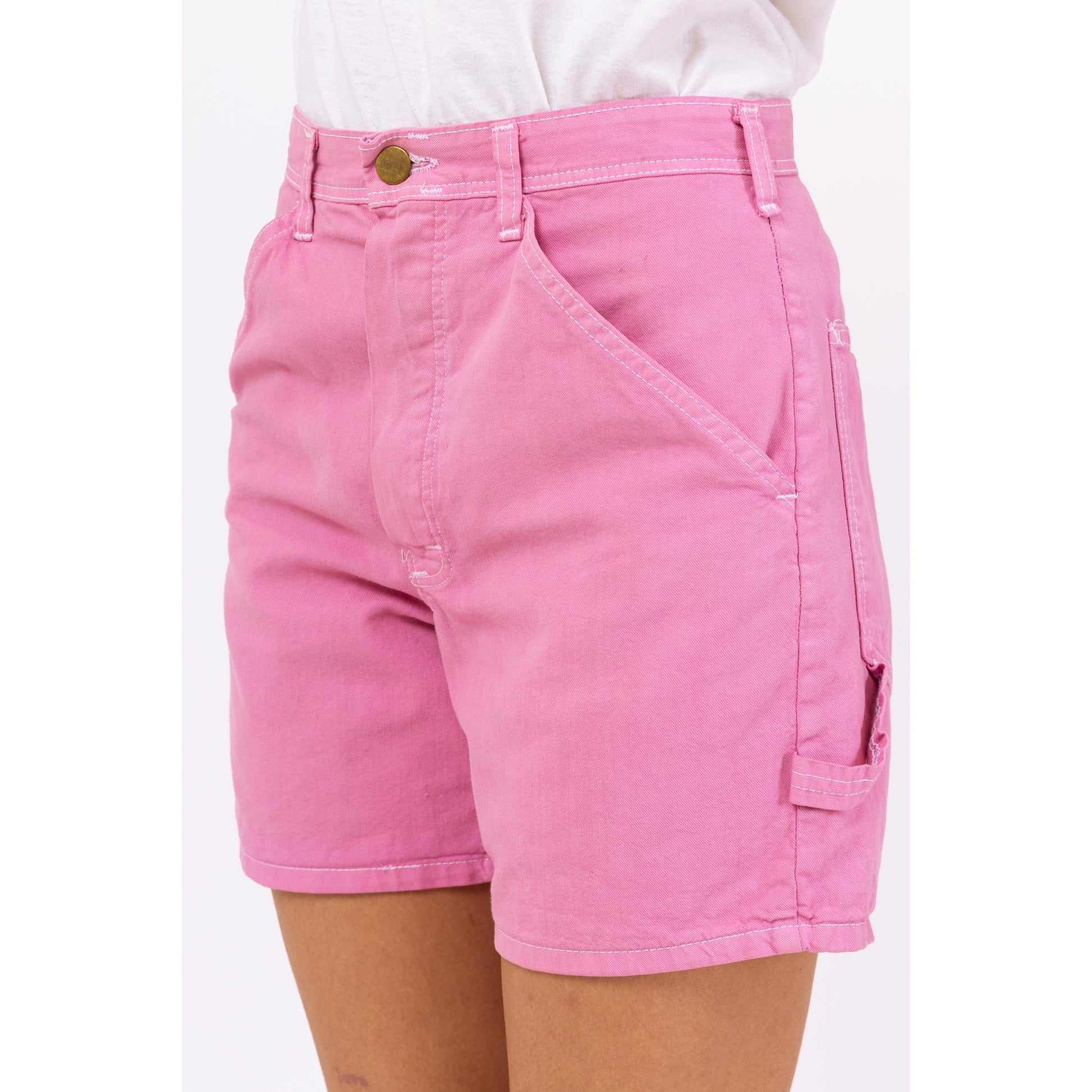 Vintage 90s Pink Carpenter Shorts - Small, 26" Waist | Stan Ray High Rise Workwear Shorts, Painters Utility Streetwear Shorts