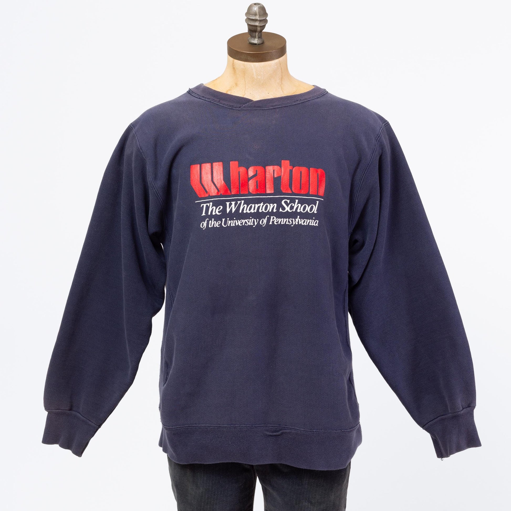 3 Vintage 90s Wharton School University Of Pennsylvania Sweatshirt - Extra Large | Blue Collegiate Graphic Crewneck Pullover Sweater