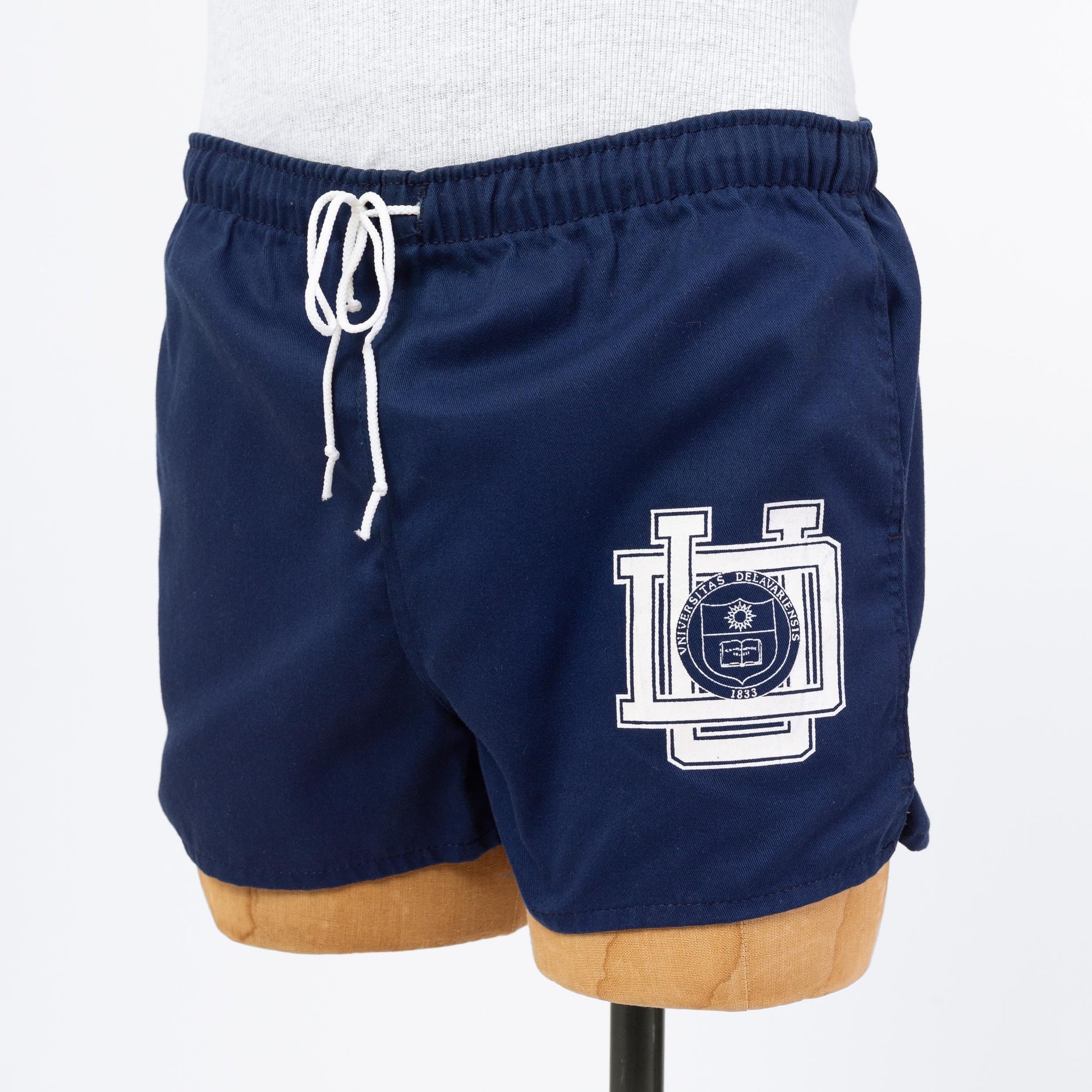 3 Vintage 80s University Of Delaware Track Shorts - Medium, 30"-34" Waist | Unisex Navy Blue Retro Mini Gym Shorts