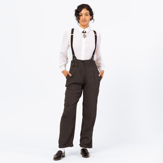 Vintage 90s Suspender Pants - Small | Menswear Style Cross Back Strap Jumpsuit Overall Trousers