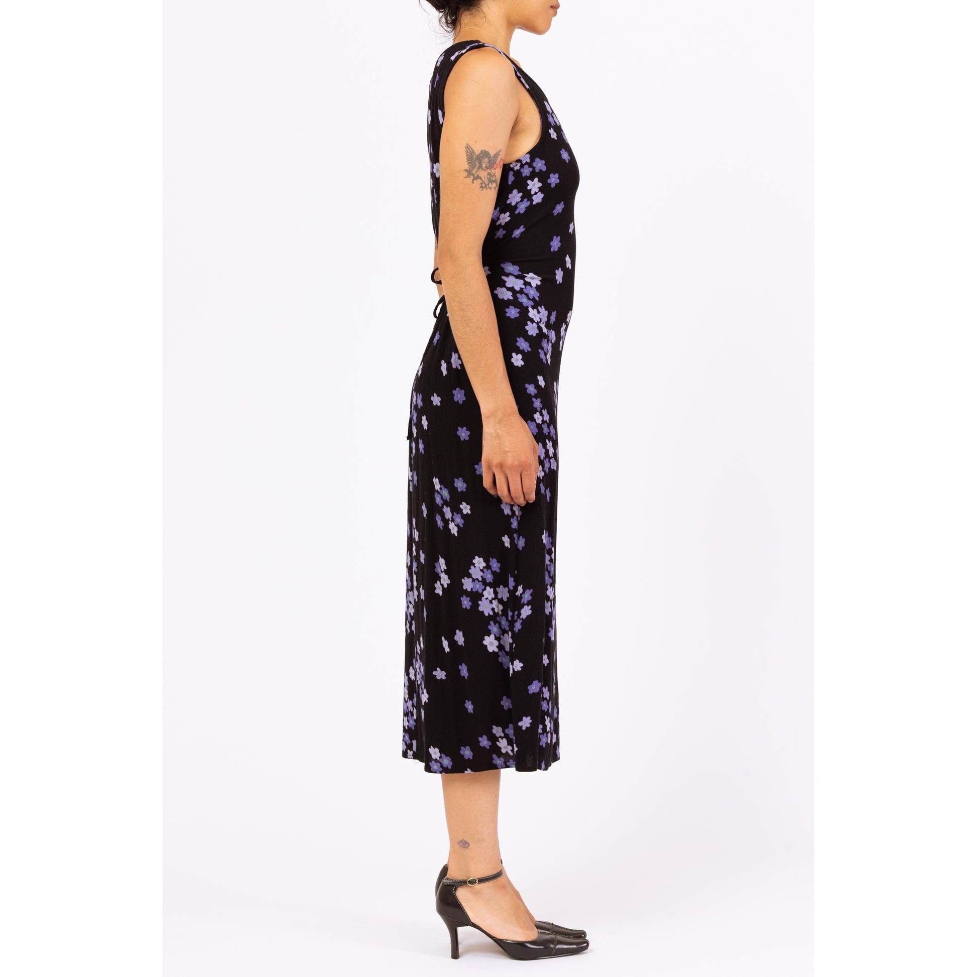 black and purple floral maxi dress Verbena Purple Cape Sleeve Floral Embellished Maxi Dress Frock and Frill