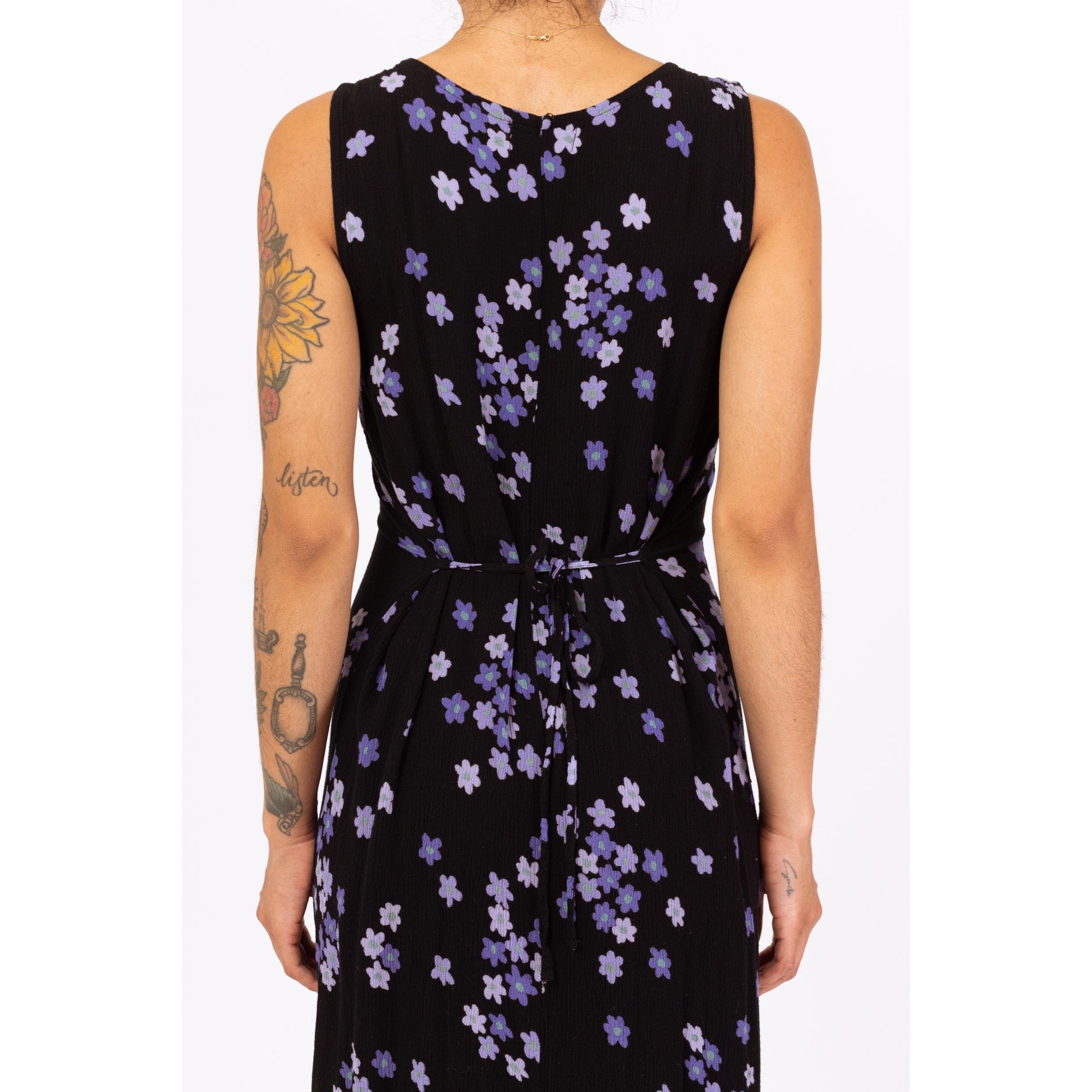 Vintage 90s Black & Purple Floral Maxi Tank Dress - Small Vintage 90s Black & Purple Floral Maxi Tank Dress - Small