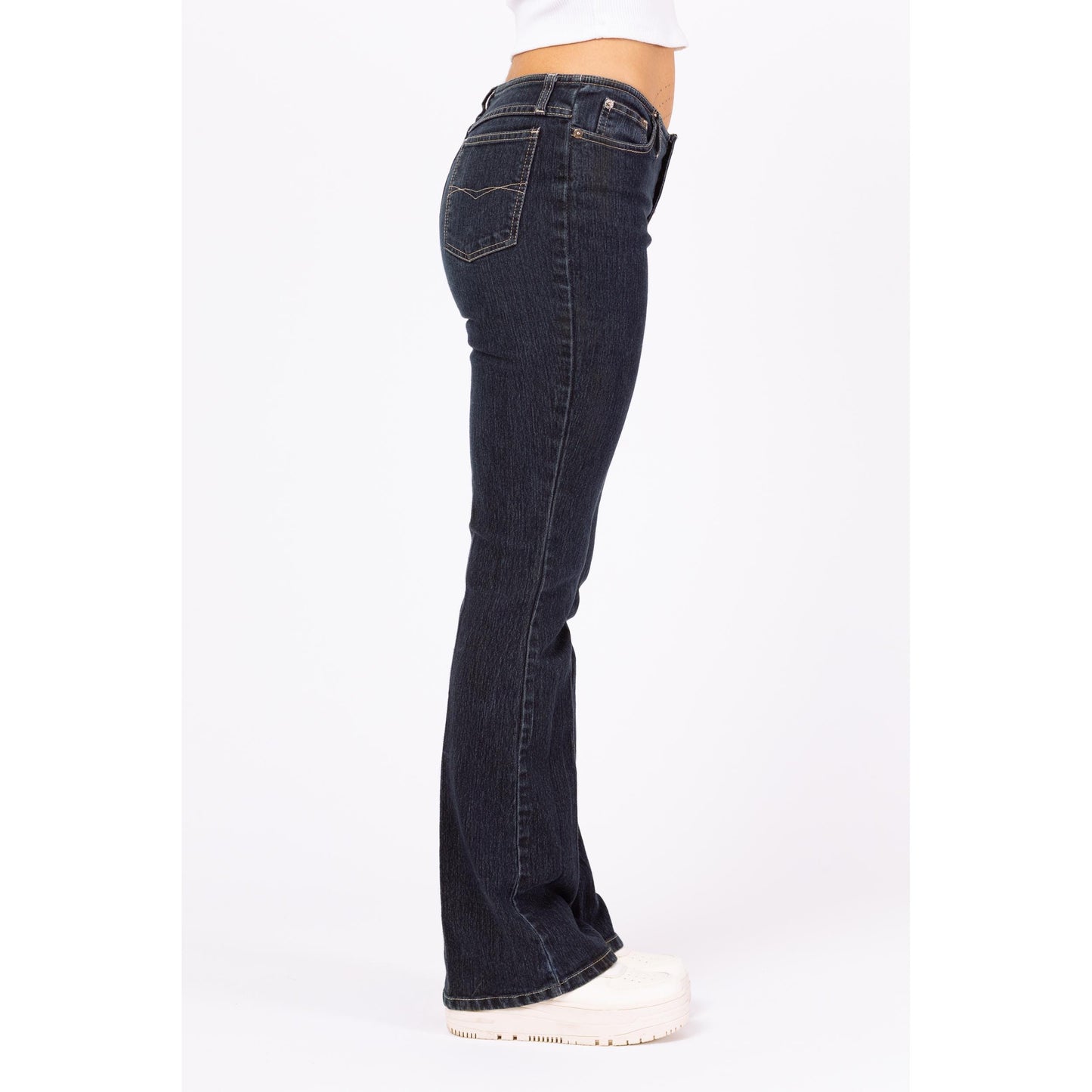 Vintage Y2K Low Rise Dark Wash Flared Jeans - Extra Small | 90s 2000s Jordache Exposed Button Fly Denim Bootcut Flares