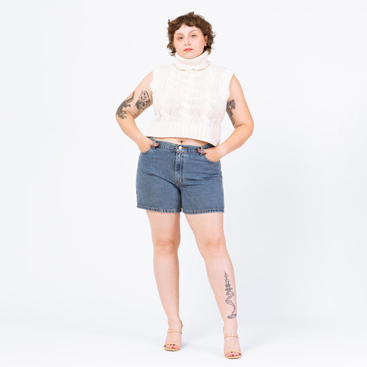 Vintage Y2K Calvin Klein Jean Shorts - Size 16, 36" Waist | Stonewash Denim 90s 2000s Style High Waisted Easy Fit Shorts