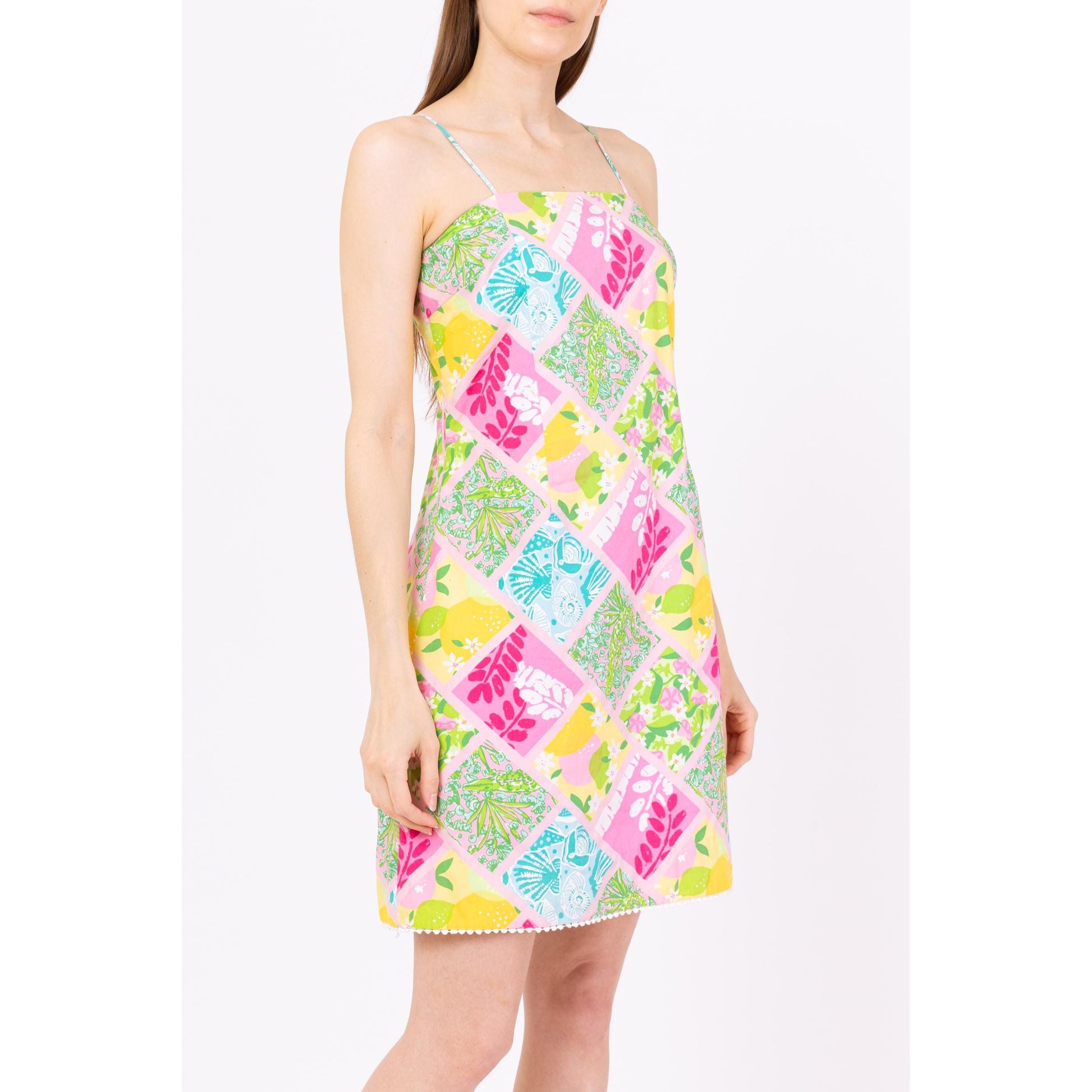 Vintage Y2K Lilly Pulitzer Floral Spaghetti Strap Sundress - Medium, Size 8 | Preppy A Line Summer Vacation Mini Dress