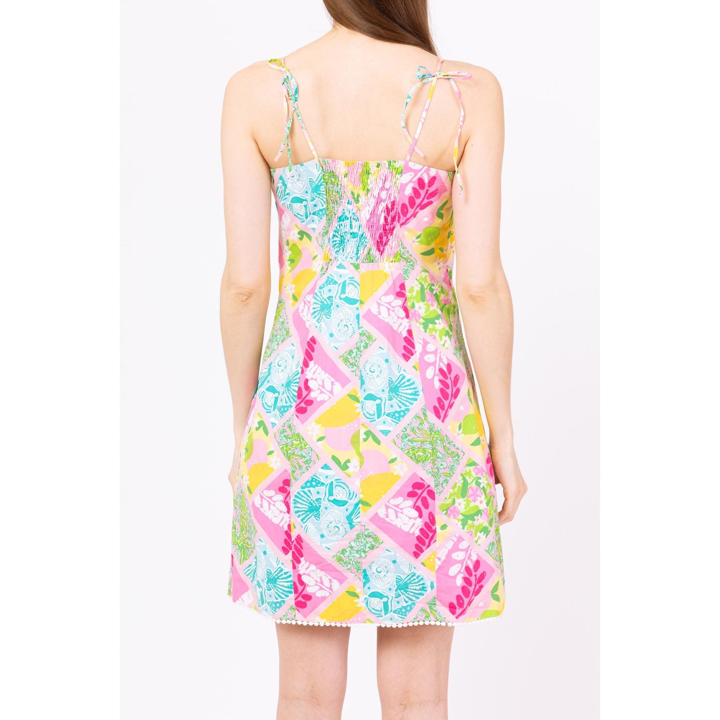 Vintage Y2K Lilly Pulitzer Floral Spaghetti Strap Sundress - Medium, Size 8 | Preppy A Line Summer Vacation Mini Dress
