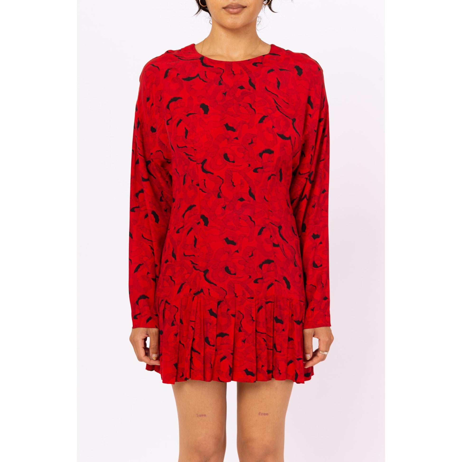 nicole miller red dress Red Artelier Mock Neck Dress
