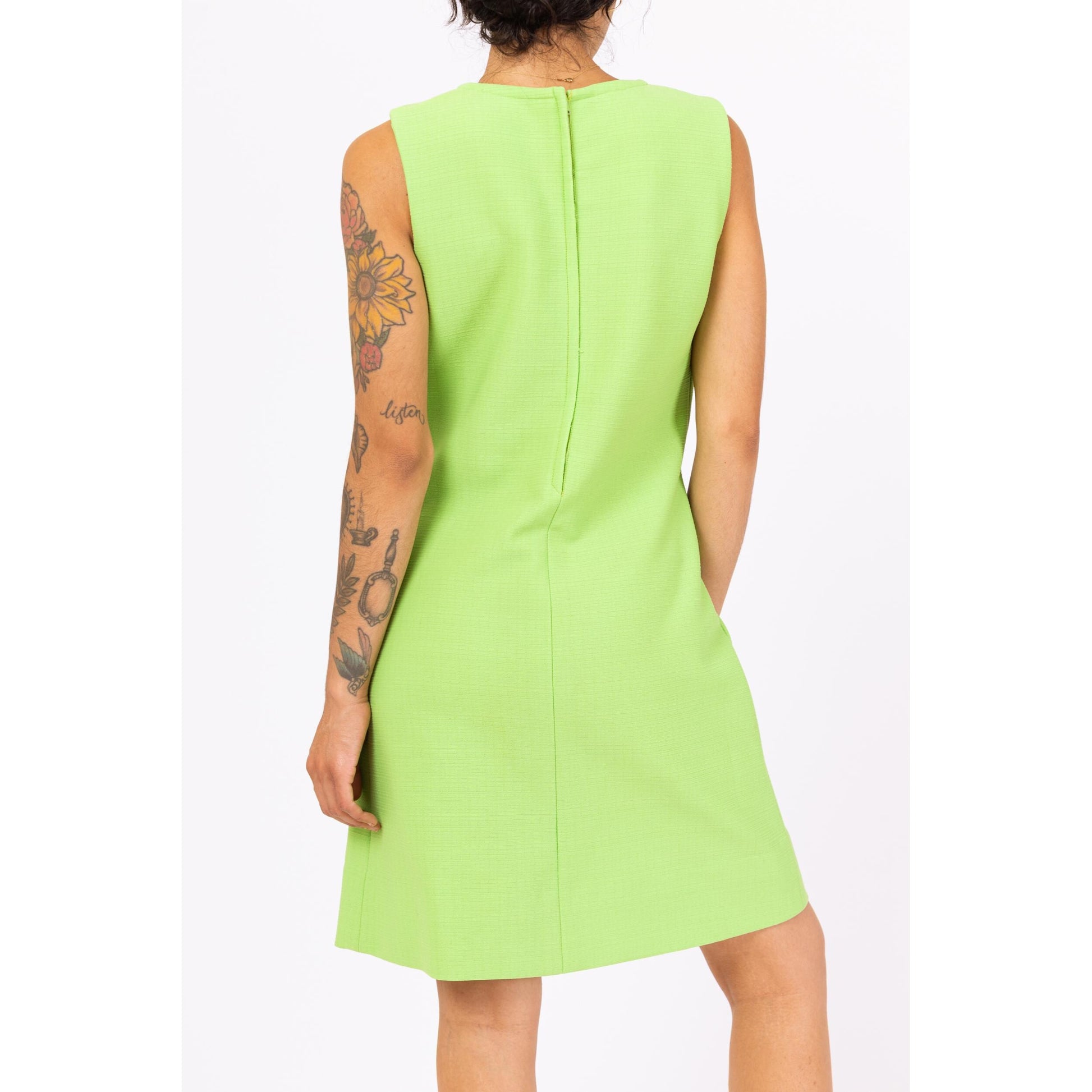 Vintage 60s Mod Lime Green Mini Dress - Medium Flying Apple Vintage Vintage 60s Mod Lime Green Mini Dress - Medium Flying Apple Vintage