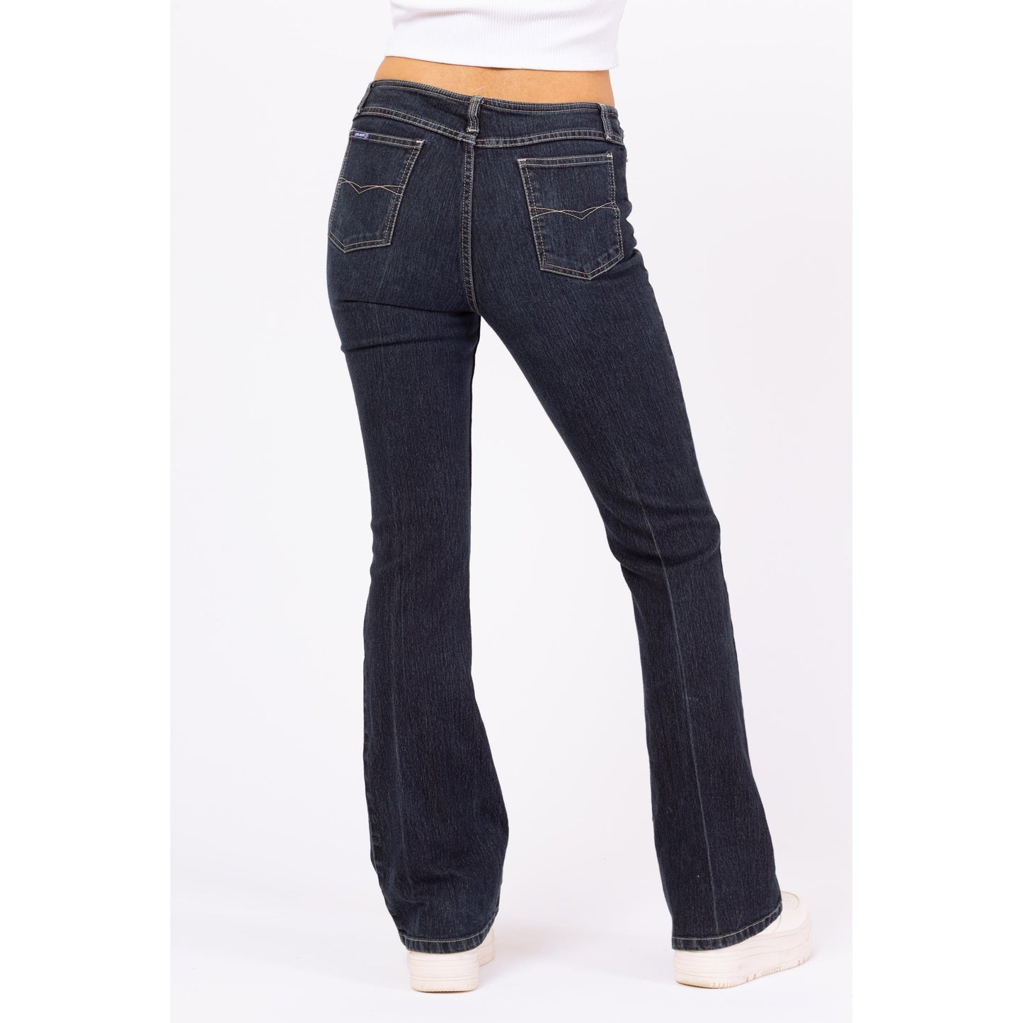 Vintage Y2K Low Rise Dark Wash Flared Jeans - Extra Small | 90s 2000s Jordache Exposed Button Fly Denim Bootcut Flares