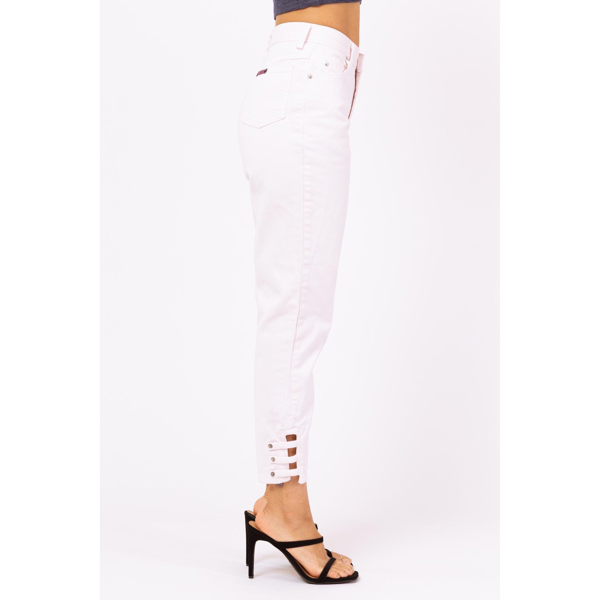 Vintage 80s Pastel Pink Ankle Cut Out Jeans - XS to Petite Small, 26" Waist | High Waisted Tapered Leg Mom Jeans