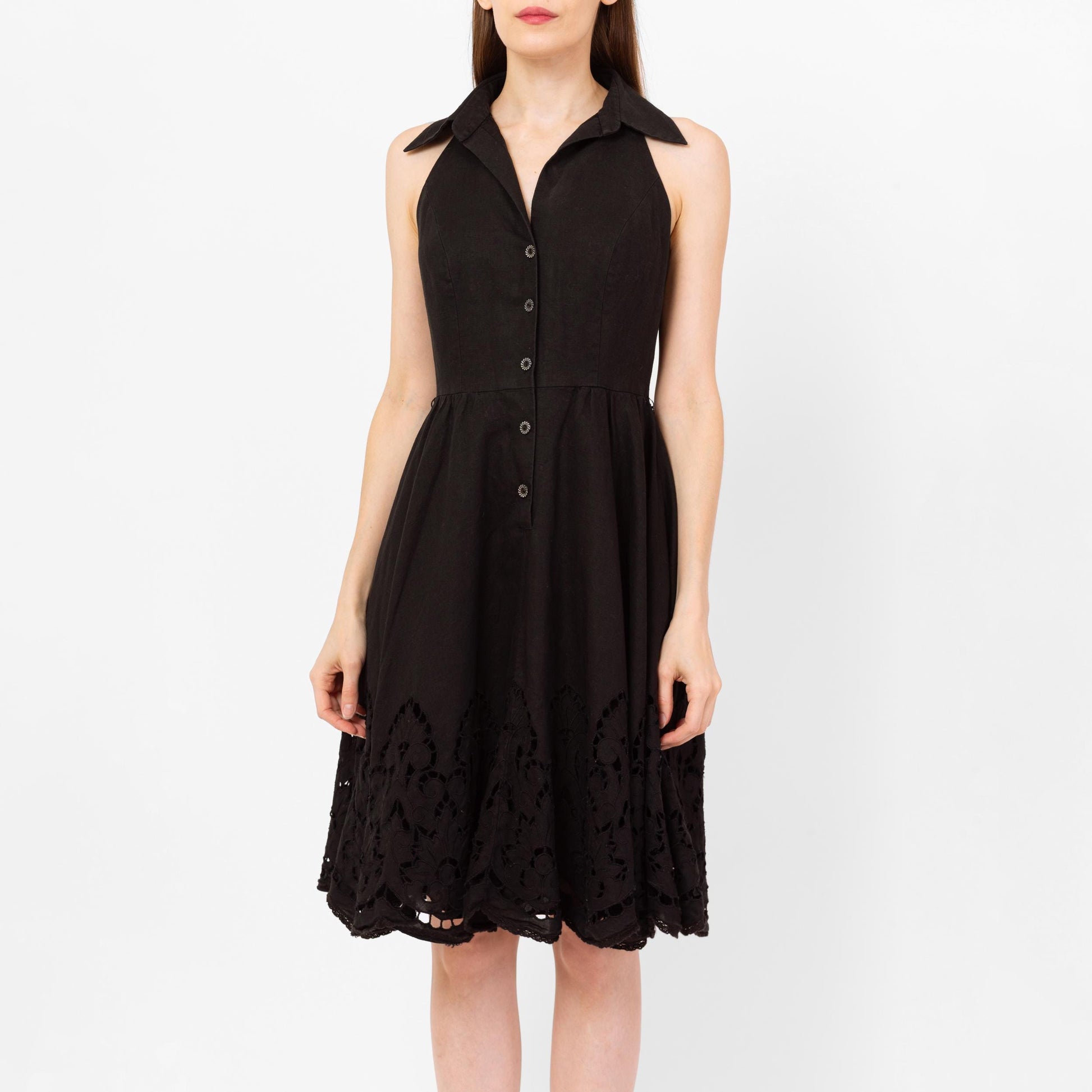 Vintage 90s Carmen Marc Valvo Black Fit & Flare Midi Dress Vintage 90s Carmen Marc Valvo Black Fit & Flare Midi Dress