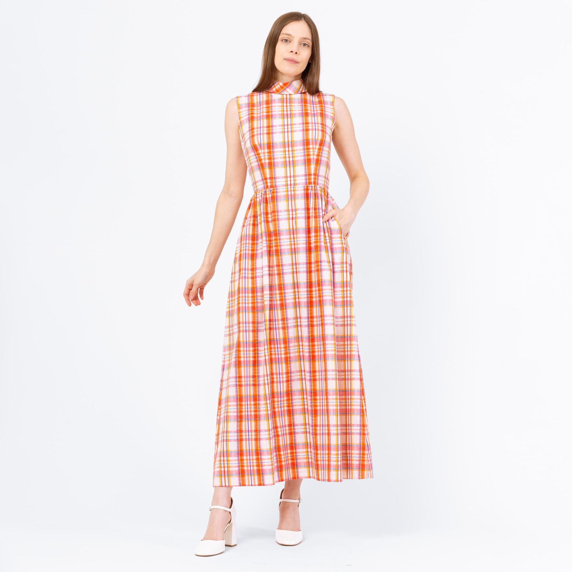 seersucker maxi dress Sail to Sable Seersucker V-Neck Flutter Sleeve Maxi Dress BLUE IKAT PRINT / XS / CAB2324R