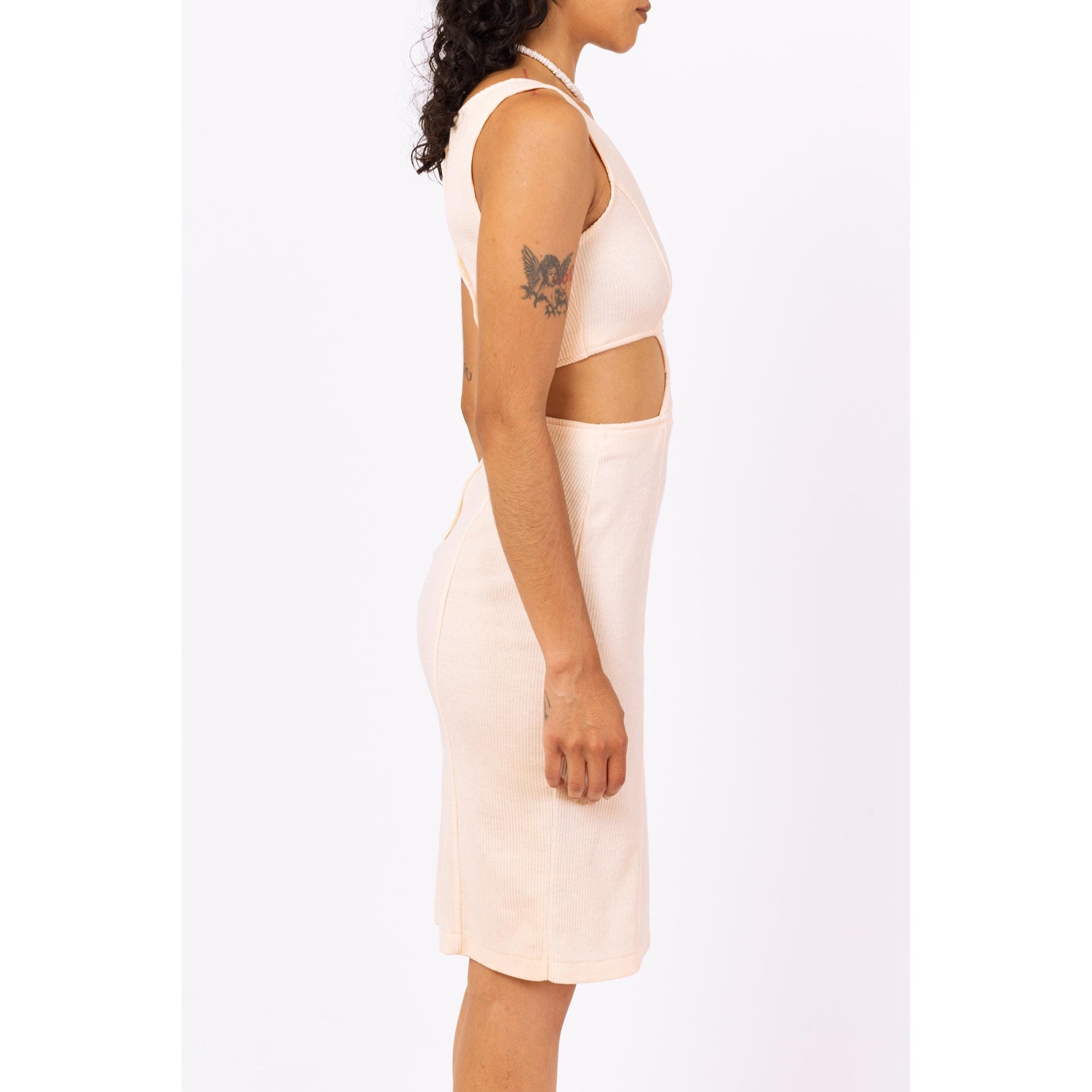 Vintage 80s Peach Cut Out Bodycon Dress - XS to Small Vintage 80s Peach Cut Out Bodycon Dress - XS to Small