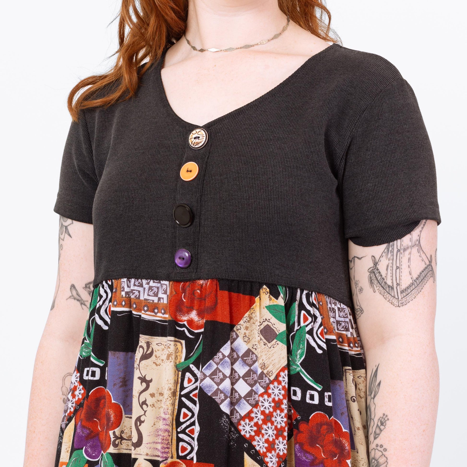 Vintage 90s Patchwork Floral Midi Dress Large Vintage 90s Patchwork Floral Midi Dress Large