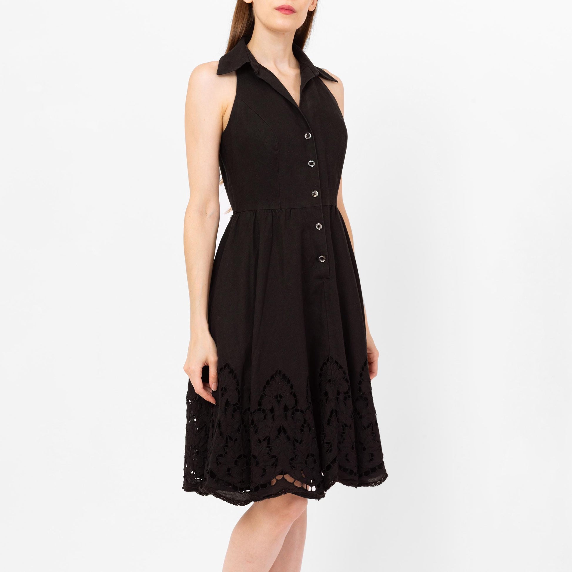 Vintage 90s Carmen Marc Valvo Black Fit & Flare Midi Dress - Small Flying Apple Vintage Vintage 90s Carmen Marc Valvo Black Fit & Flare Midi Dress - Small Flying Apple Vintage