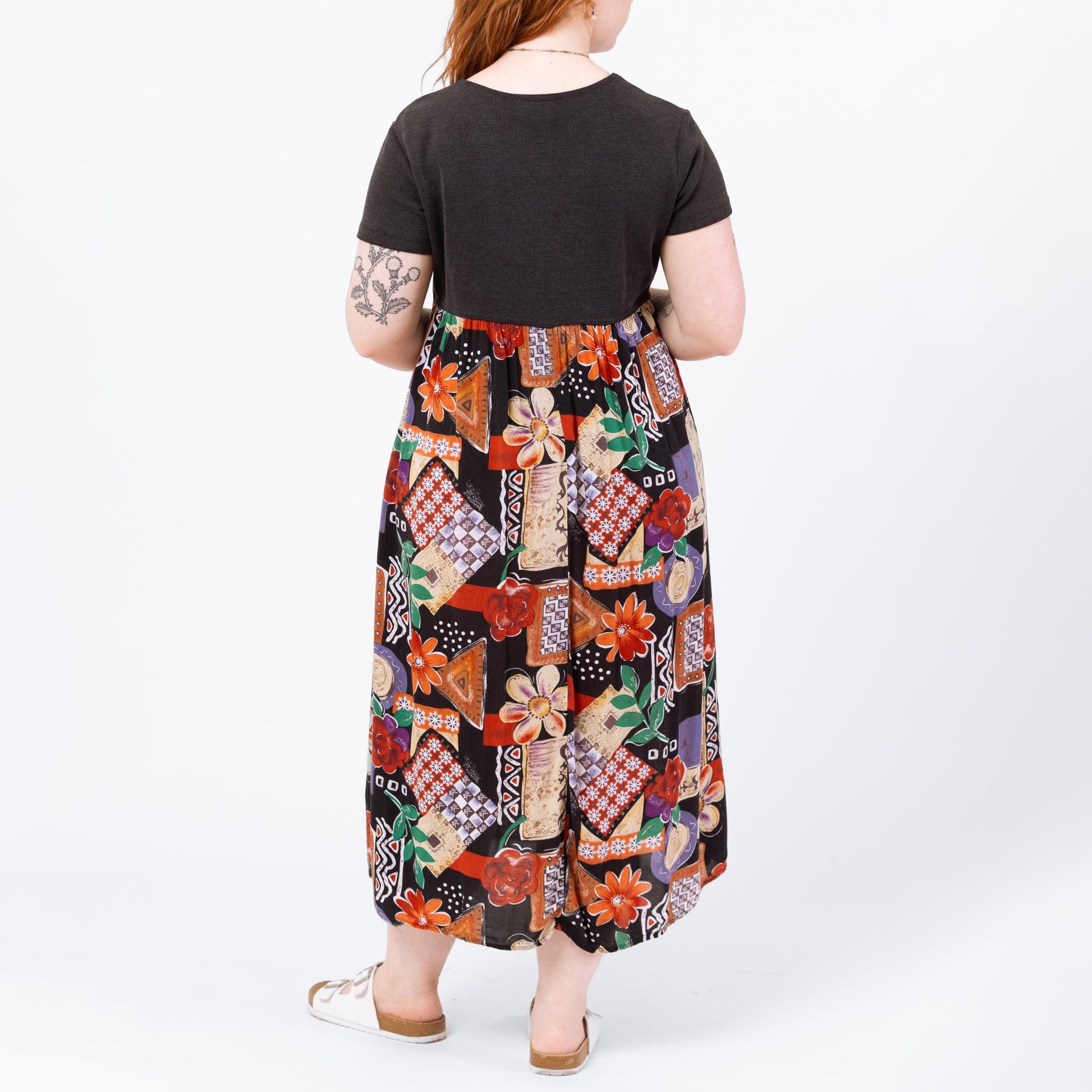 Vintage 90s Patchwork Floral Midi Dress Large Vintage 90s Patchwork Floral Midi Dress Large
