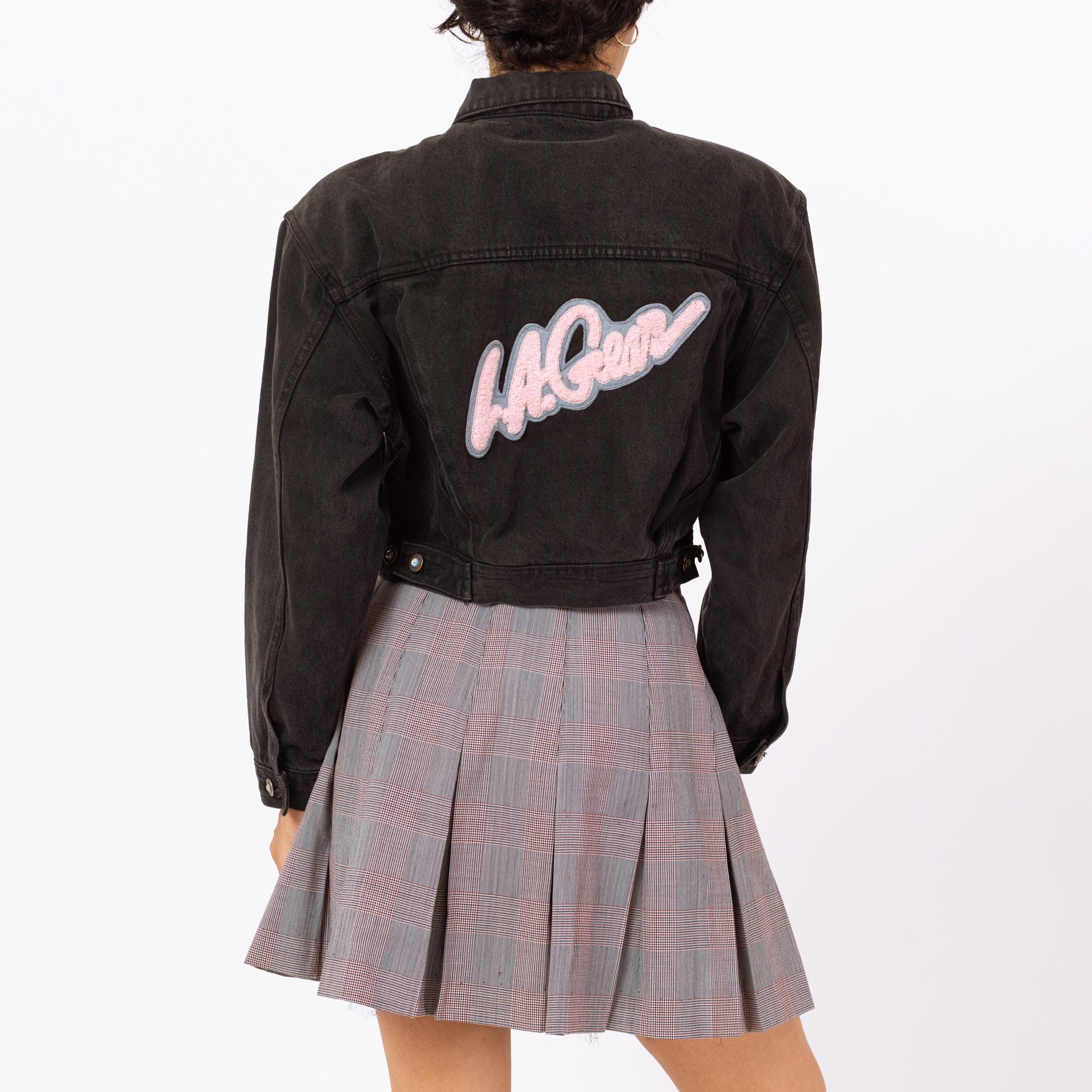 la gear vintage Vintage 80s LA Gear Cropped Black Jean Jacket