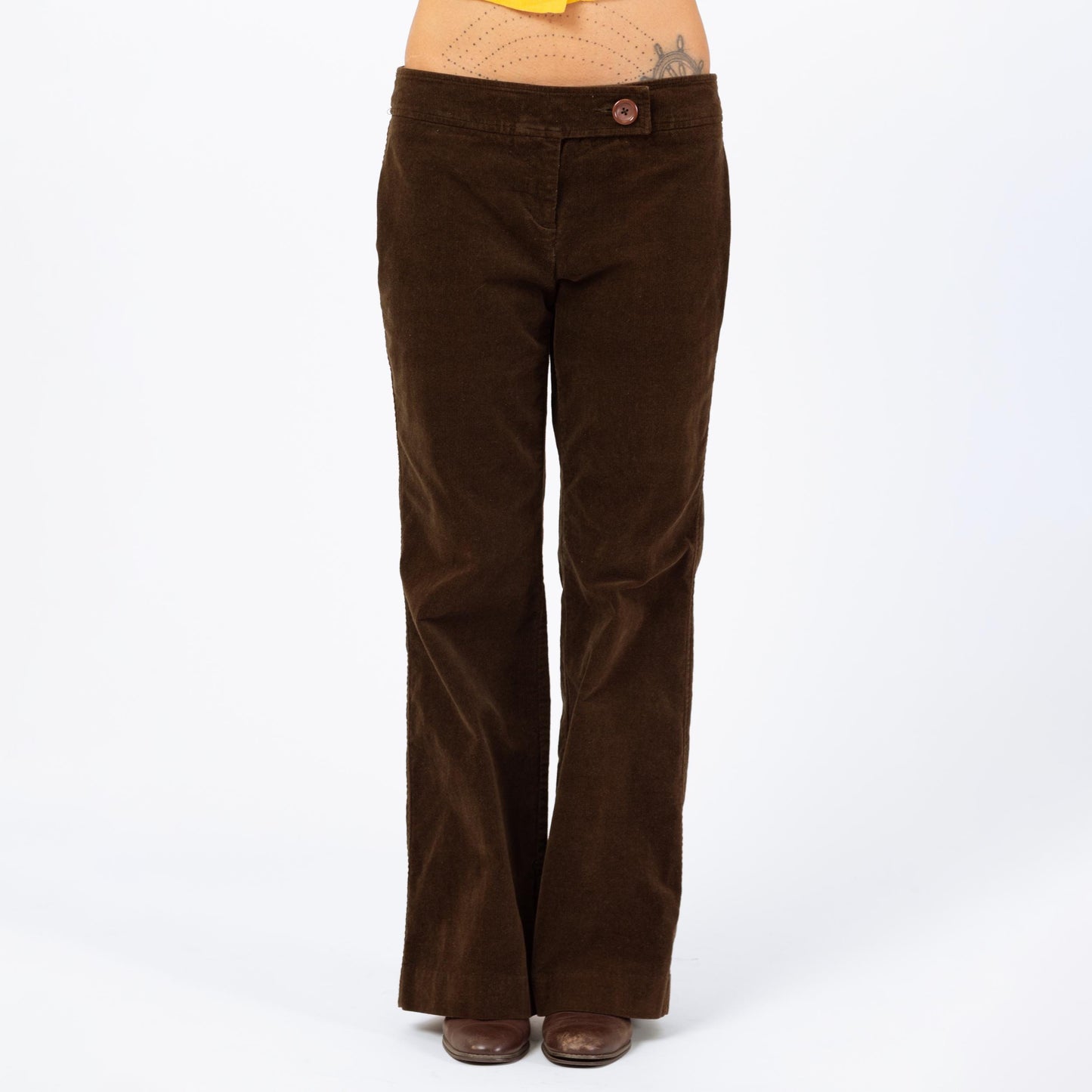 Vintage 90s Brown Corduroy Low Rise Flare Pants - Small to Medium | Y2K Bootcut Stretch Trousers, 70s Style Retro Flared Pants
