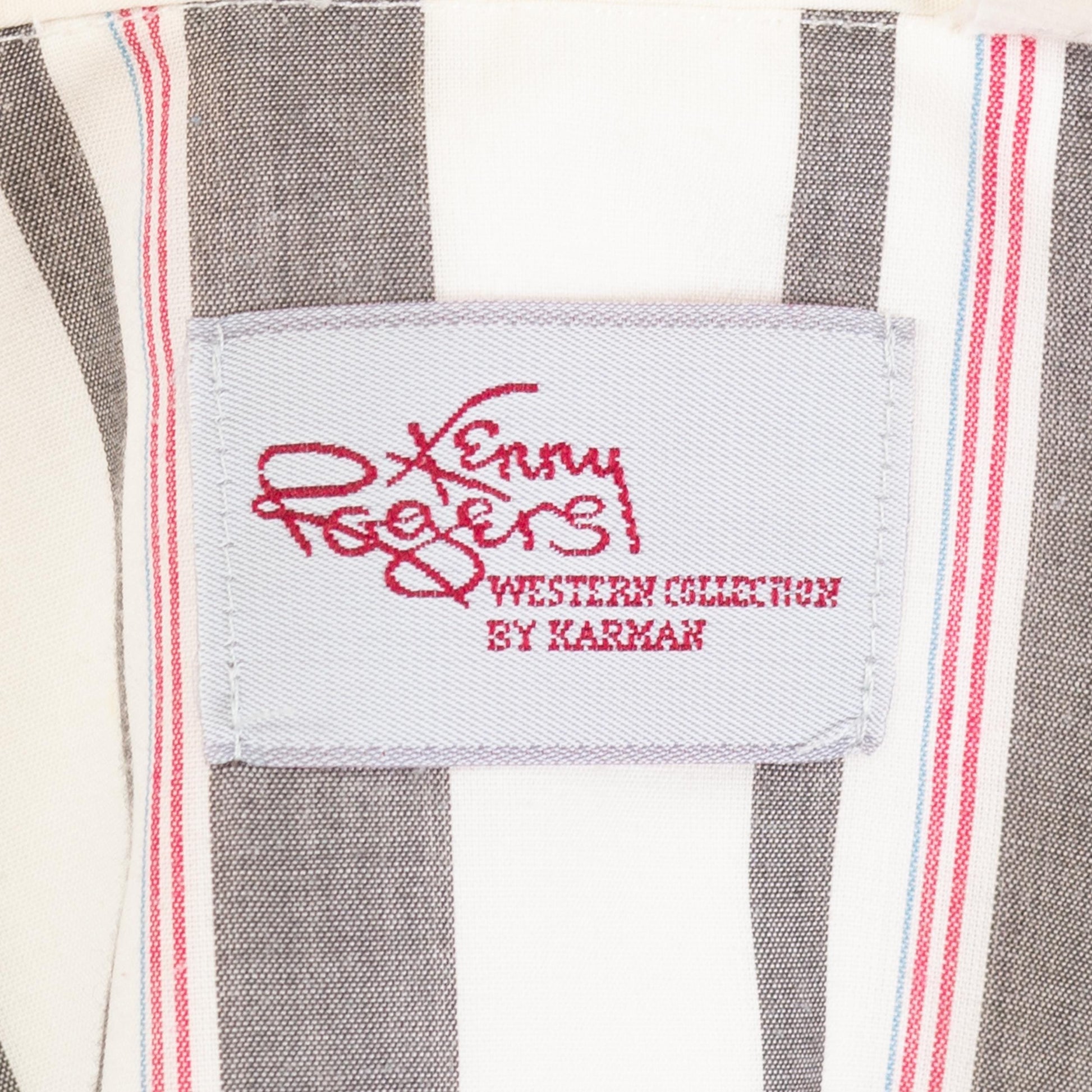Vintage 80s Western Striped Lace Trim Yoke Shirt - Medium | Kenny Rogers Long Sleeve Pearl Snap Rockabilly Top