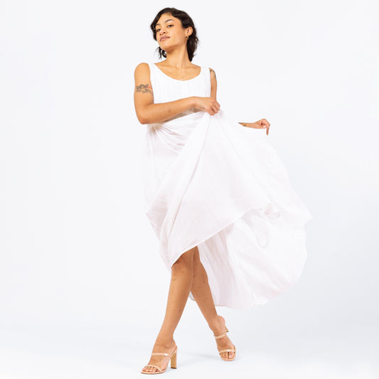 Vintage 90s White Gauzy Cotton Maxi Dress - Small | Boho Sheer Made In India Sleeveless Summer Sundress