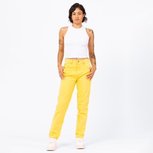 Vintage 90s Yellow High Waisted Jeans - Small, 27" Waist | Denim Tapered Leg Mom Jeans