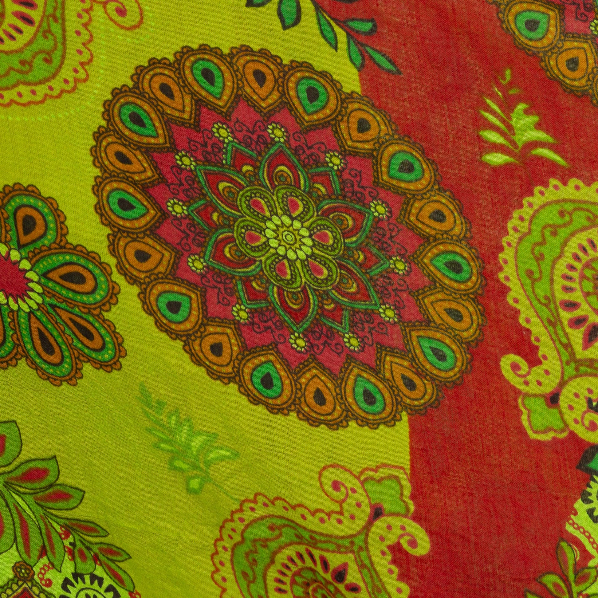 Vintage Y2K Chartreuse Green Scarf Hem Fairy Sundress - Large to XL | Boho Midaxi Floral Paisley Print Festival Handkerchief Dress