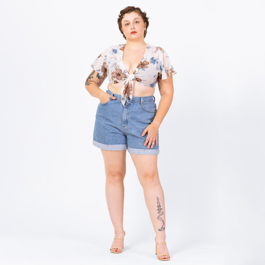 Vintage 90s High Waisted Light Wash Jean Shorts - Extra Large, 35" Waist | Grunge Denim Shorts, Cuffed Jean Shorts, 90s Mom Shorts