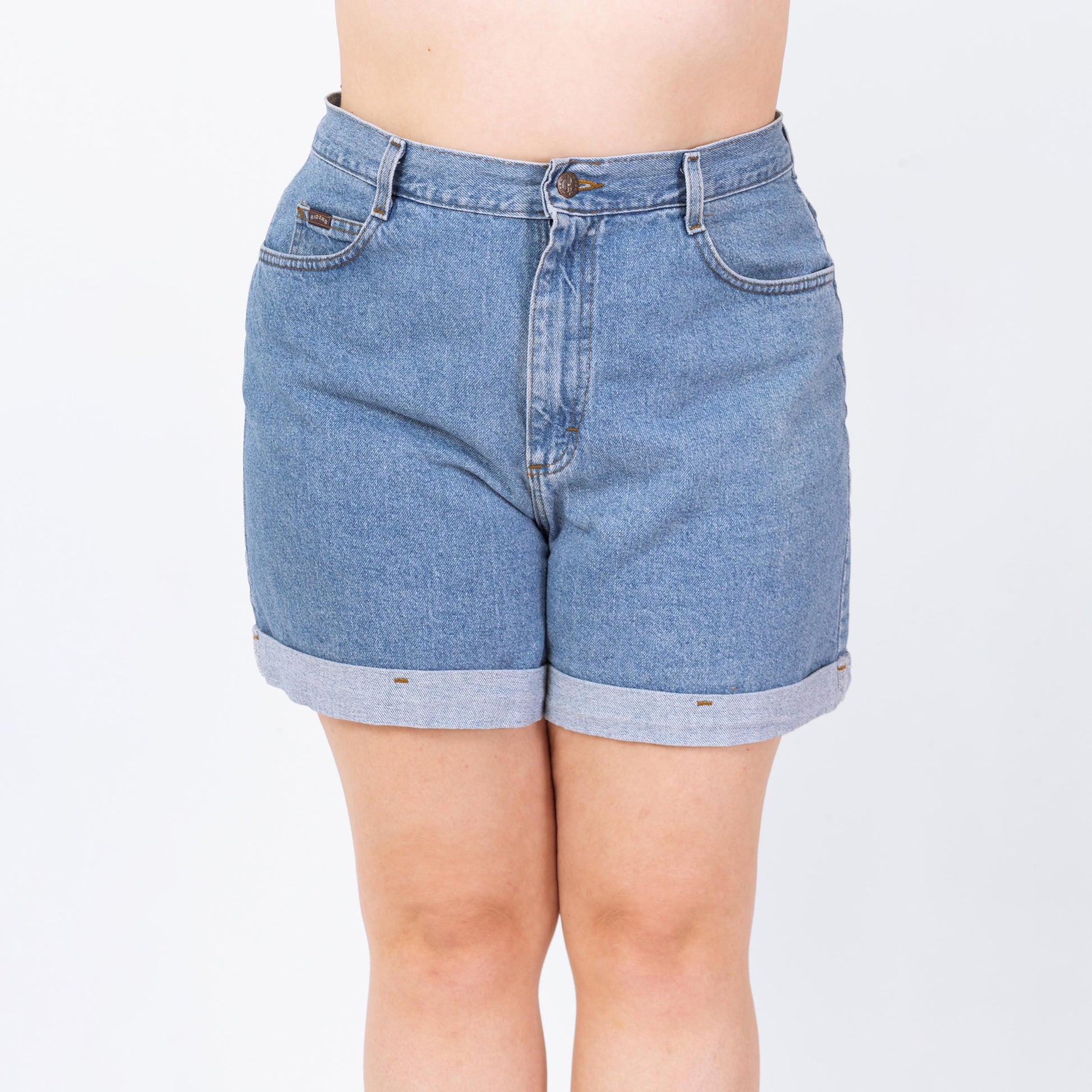 Vintage 90s High Waisted Light Wash Jean Shorts - Extra Large, 35" Waist | Grunge Denim Shorts, Cuffed Jean Shorts, 90s Mom Shorts