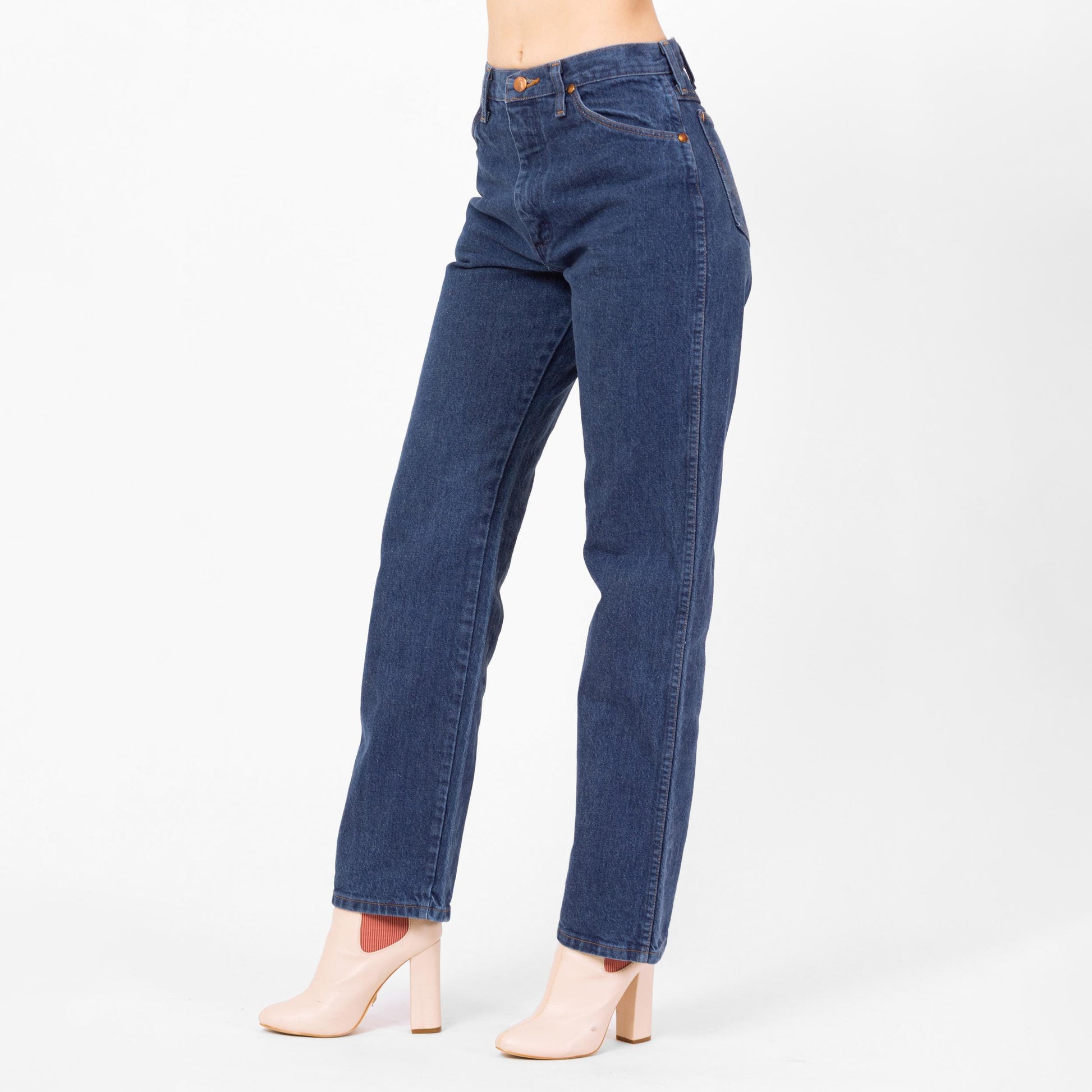 Vintage 90s Wrangler High Waisted Dark Wash Jeans - Small, 27" Waist | Vintage Denim Straight Leg Western Jeans