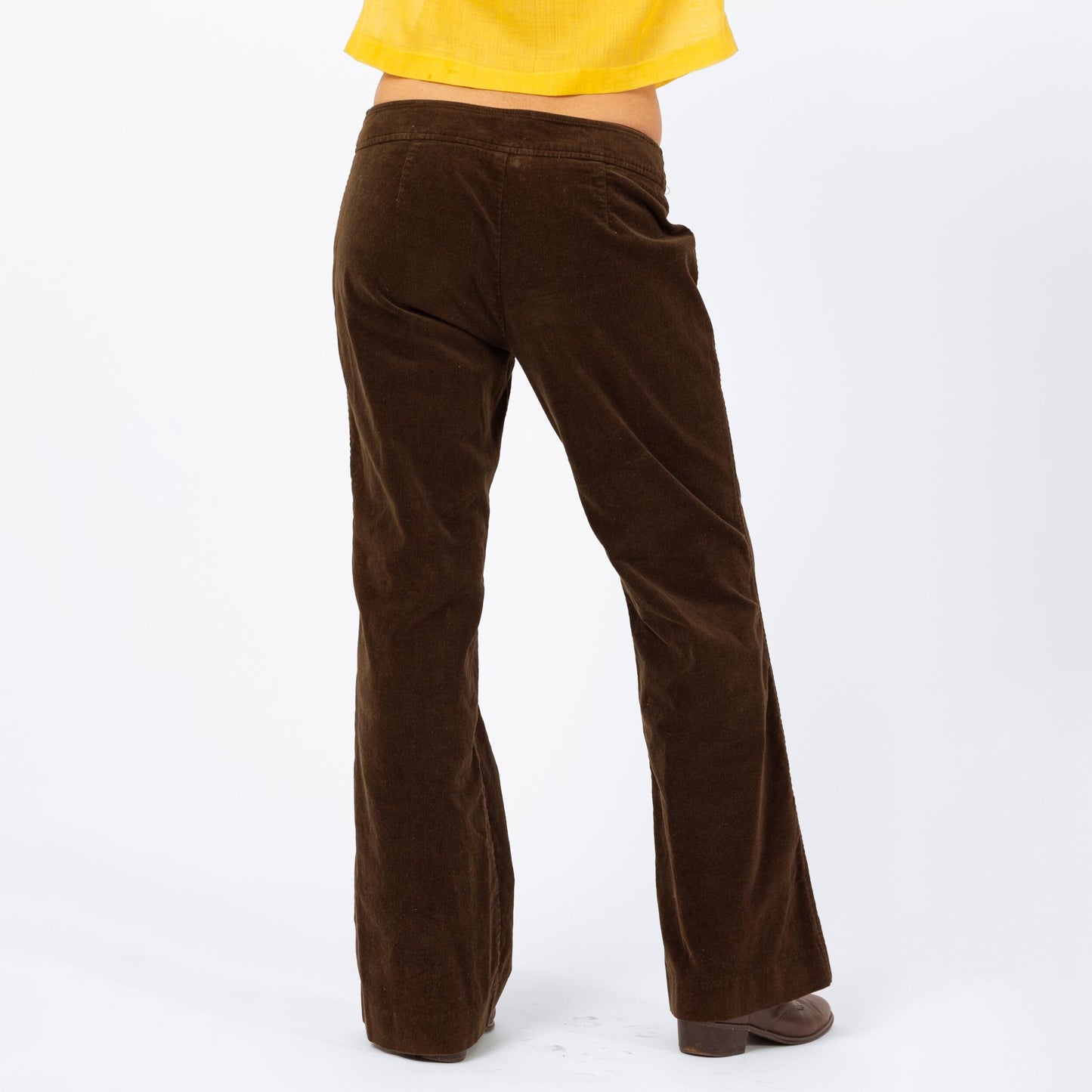 Vintage 90s Brown Corduroy Low Rise Flare Pants - Small to Medium | Y2K Bootcut Stretch Trousers, 70s Style Retro Flared Pants
